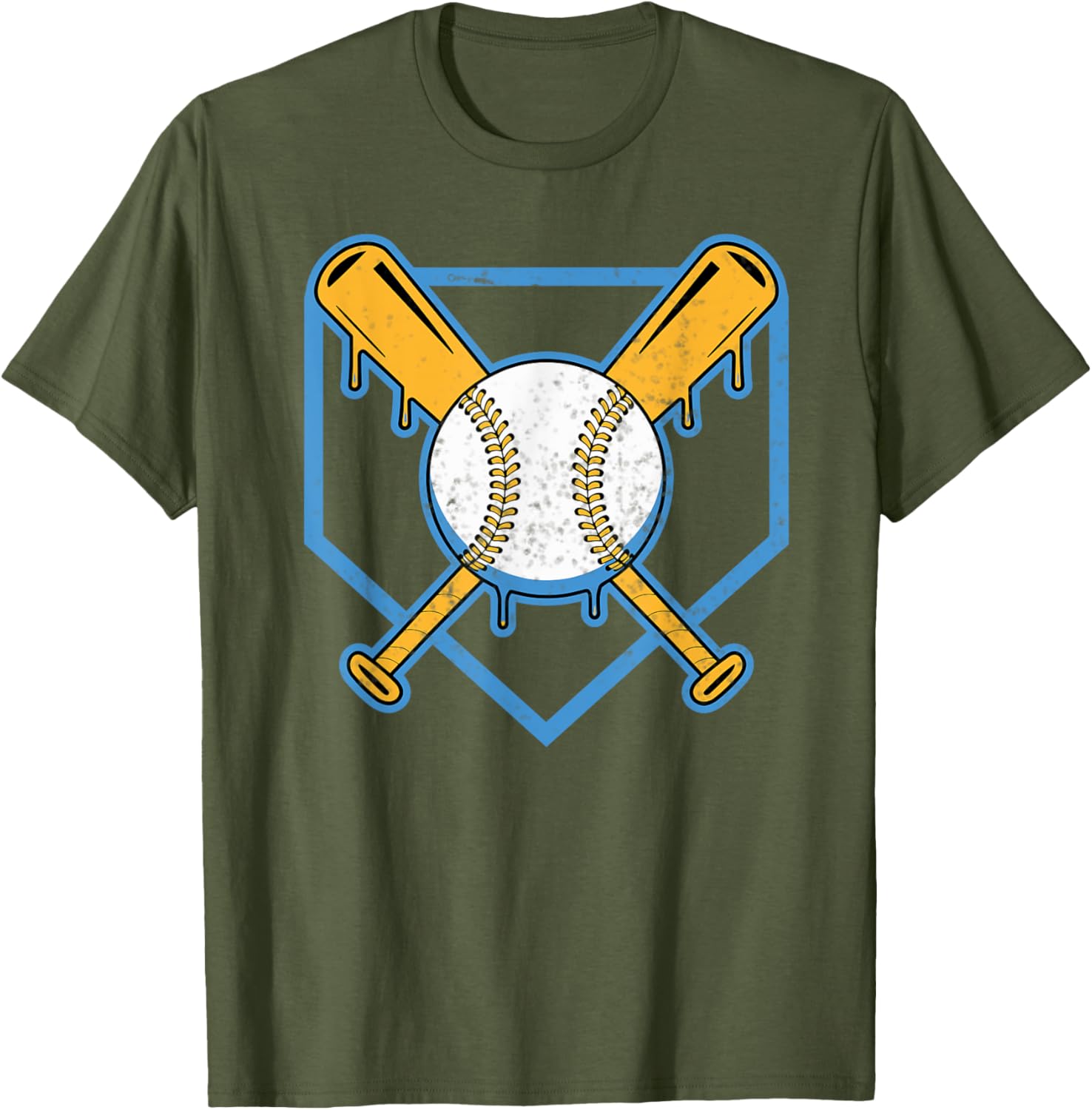 Yellow Baseball Home Plate Drip T-Shirt for Boys Sports Style - 6