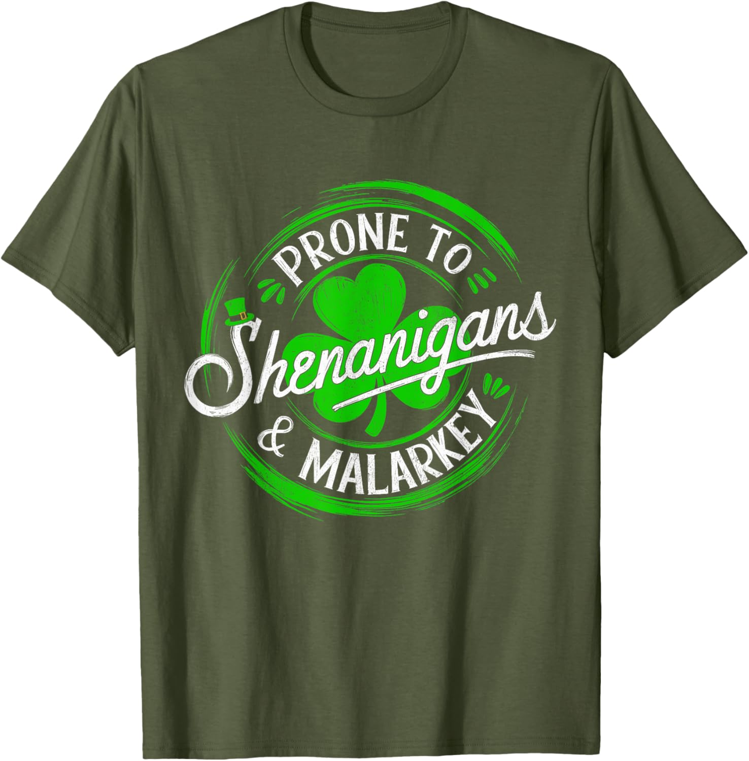 Prone to Shenanigans St Patrick's Day Shamrock T-Shirt for Fun Celebrations - 1