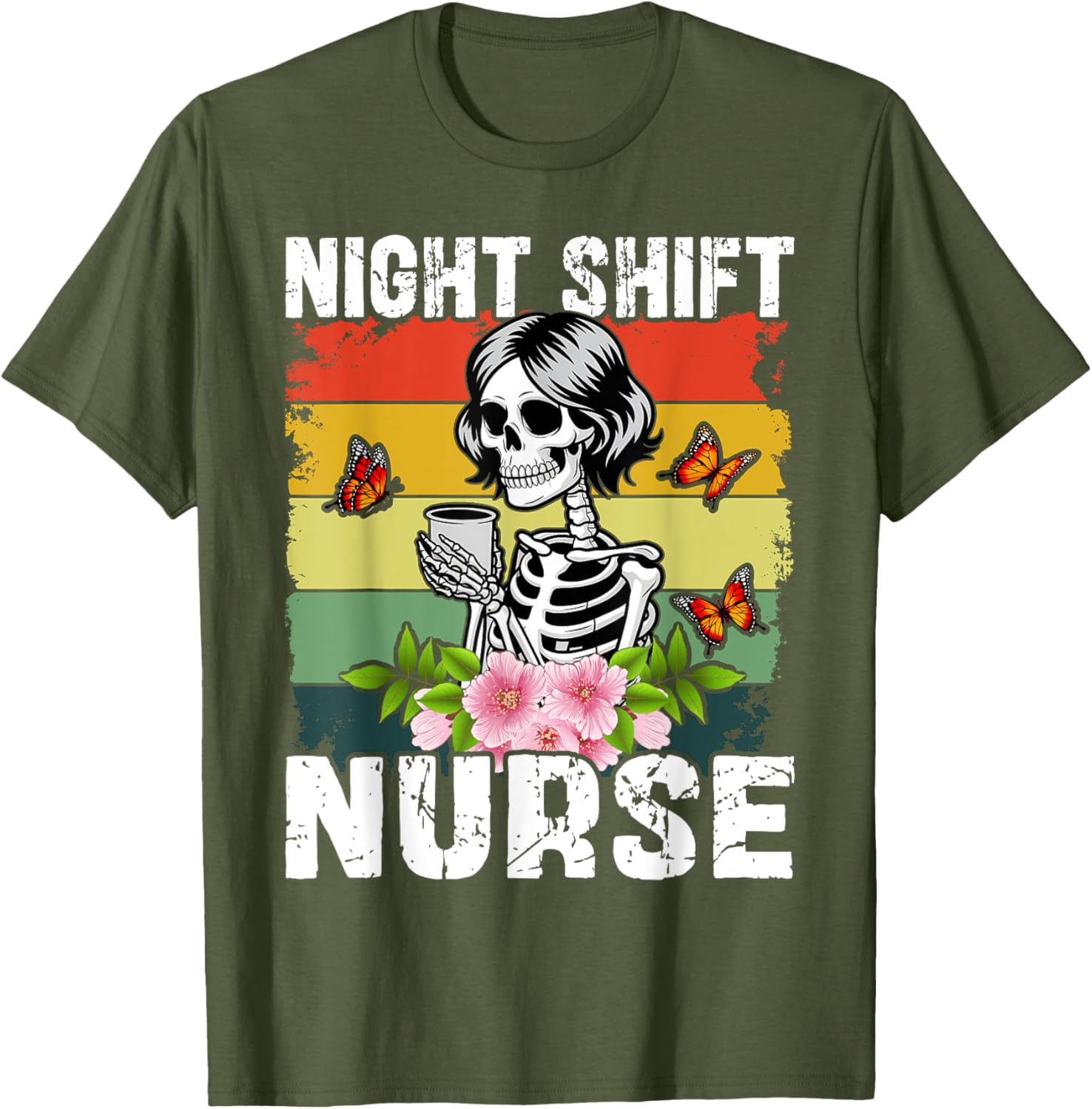 Funny Night Shift Nurse Skeleton T-Shirt for Healthcare Professionals - 6