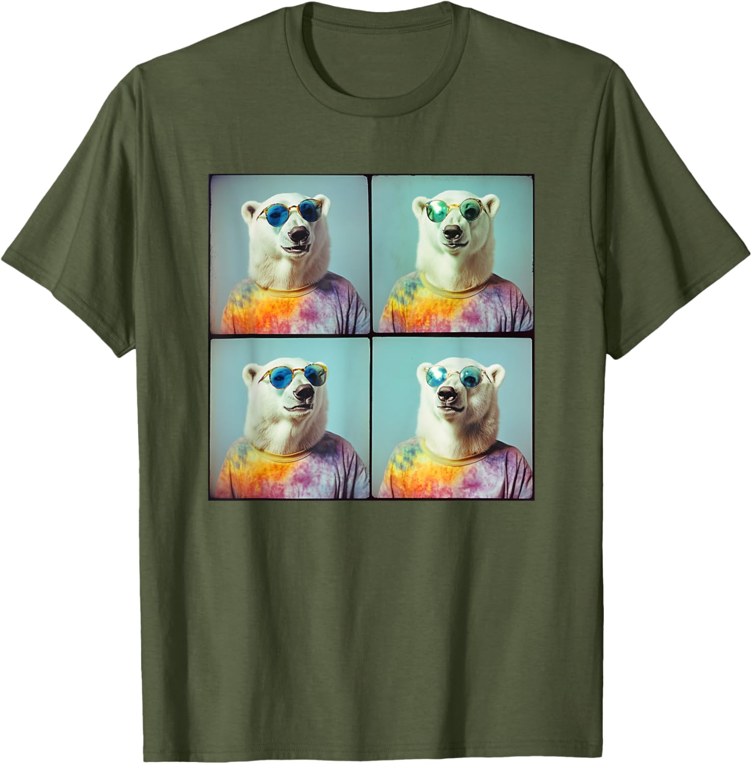 Colorful Tie Dye Polar Bear T-Shirt for Unique Hippie Style Fun - 28