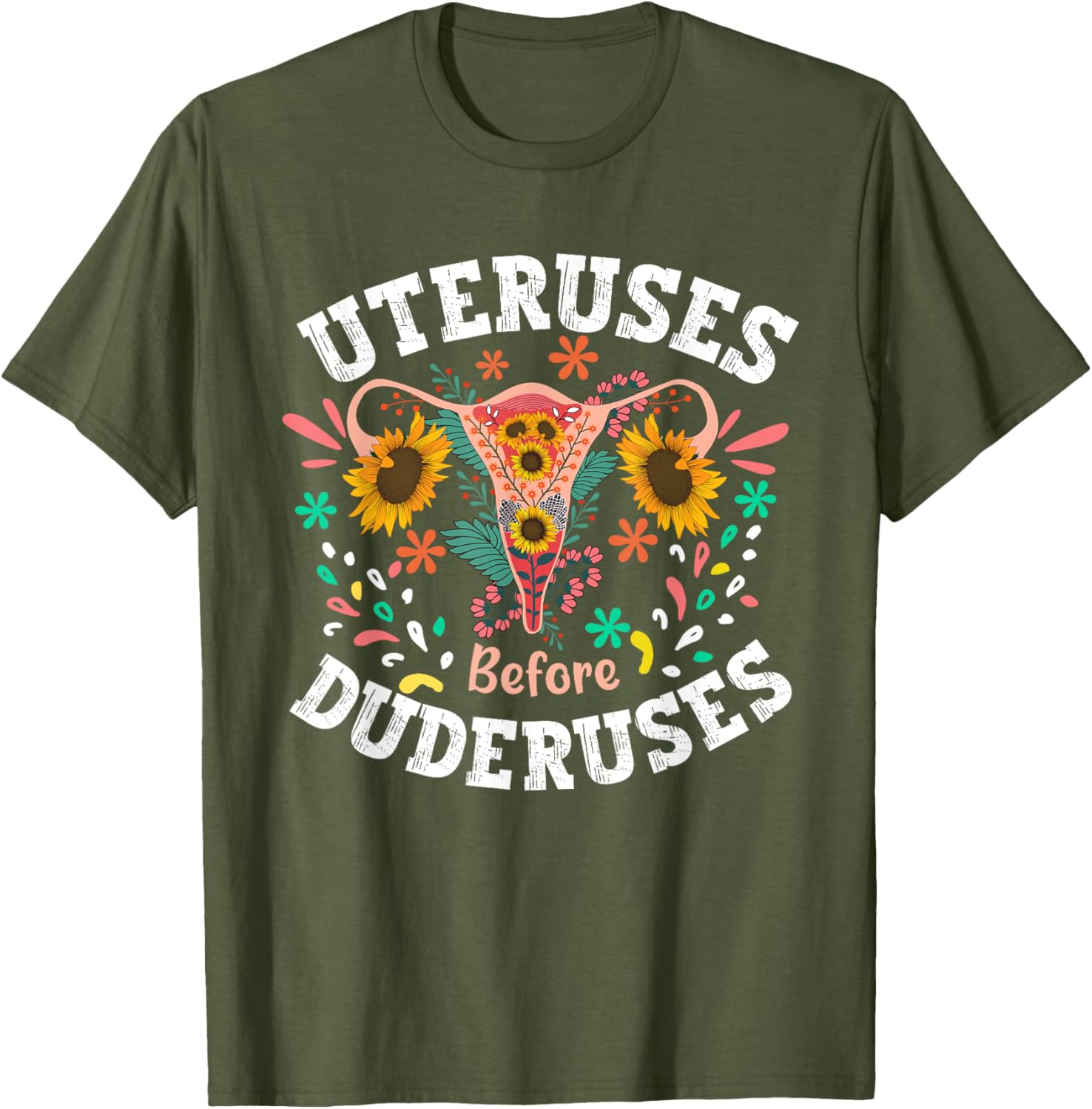 Galentines Day Floral Uterus T-Shirt for Feminist Empowerment Support - 13