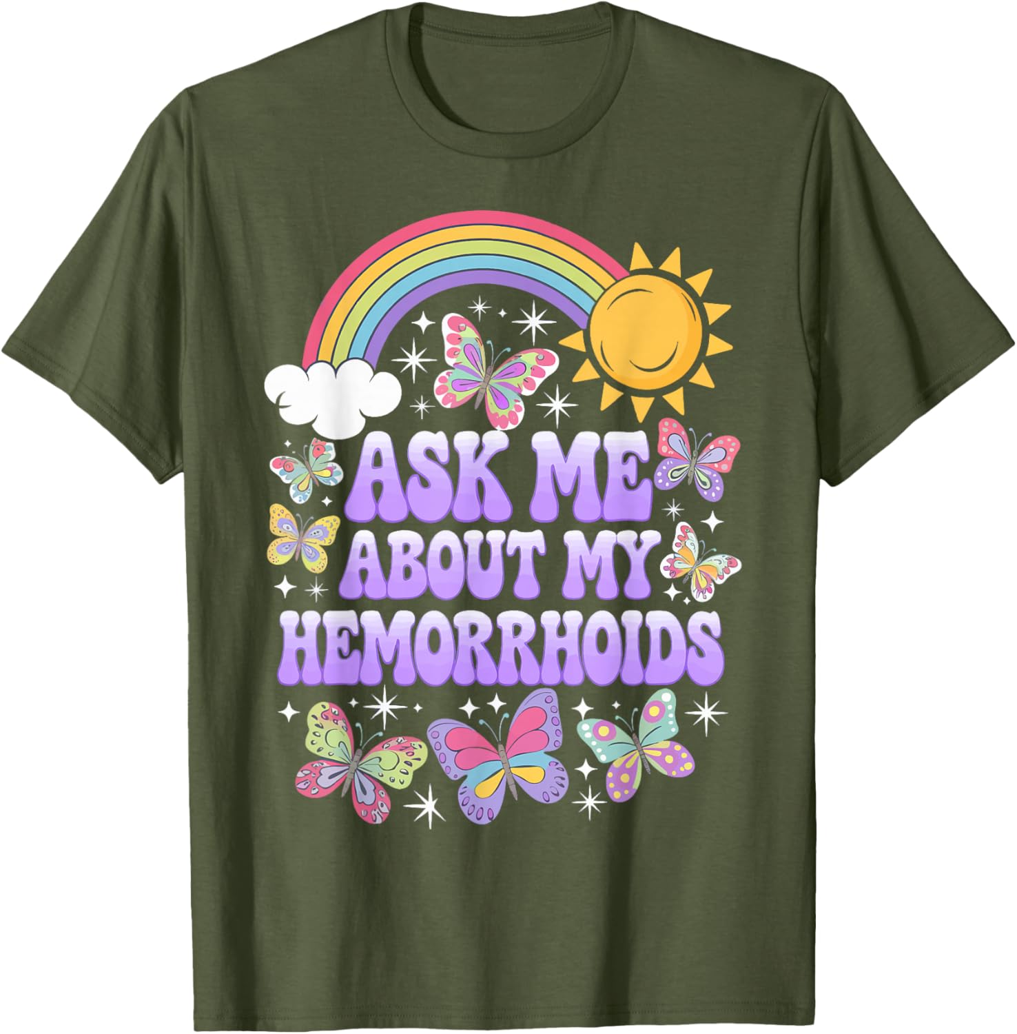 Humorous Ask Me About My Hemorrhoids T-Shirt for Comfortable Casual Wear - 14