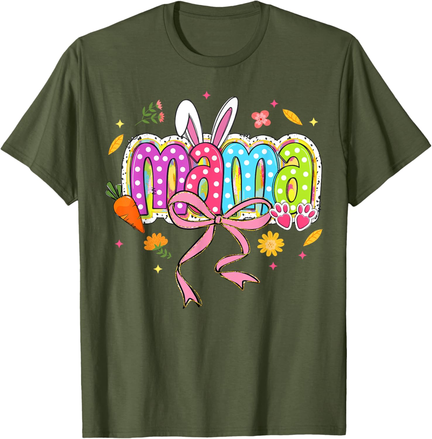 Boho Floral Coquette Bow Mama Bunny Easter Family T-Shirt for Moms - 15