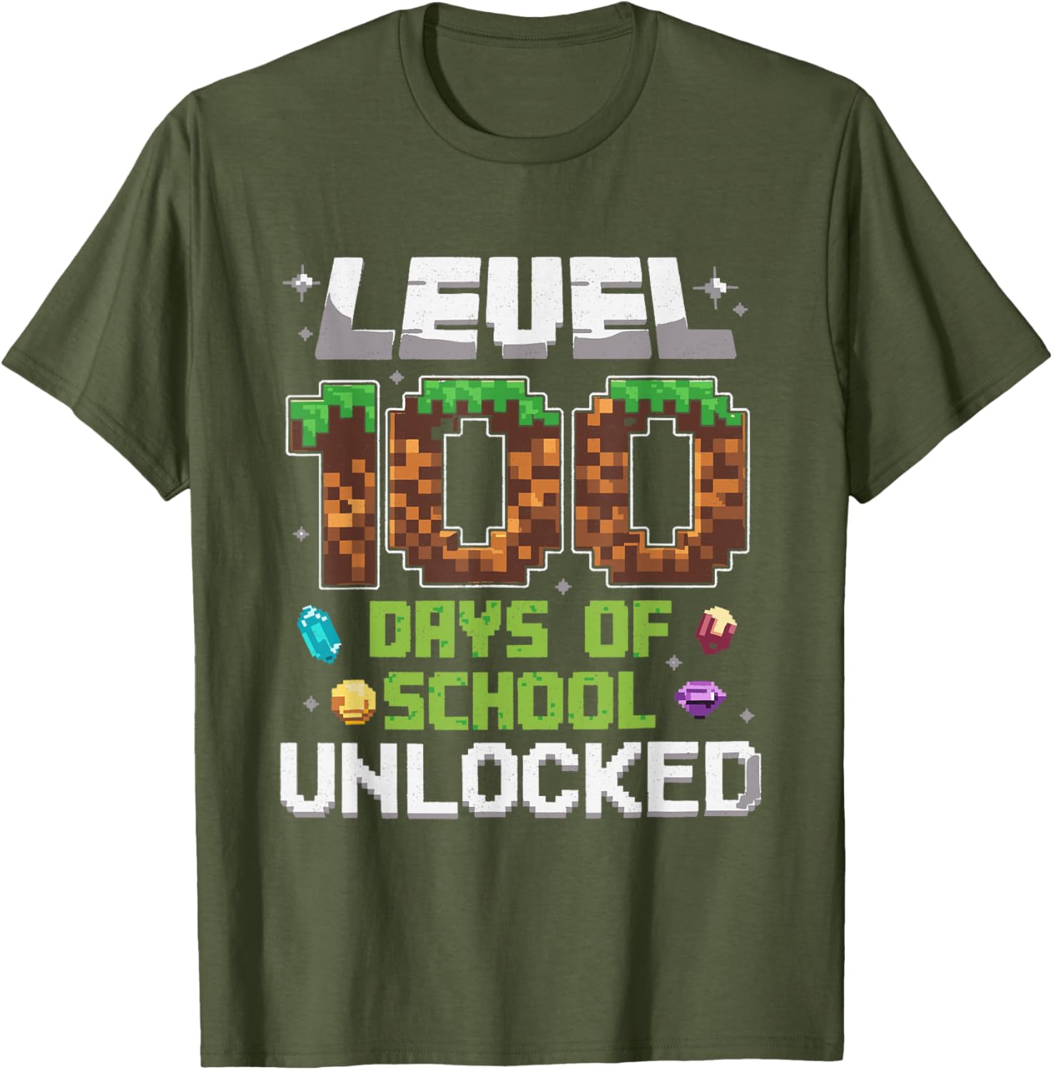 Level 100 Days of School Unlocked Gamer Boy T-Shirt for Kids - 3
