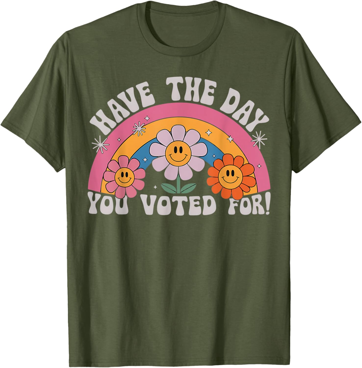 Funny Groovy Rainbow Flower T-Shirt Perfect for Voting Day Pride - 18