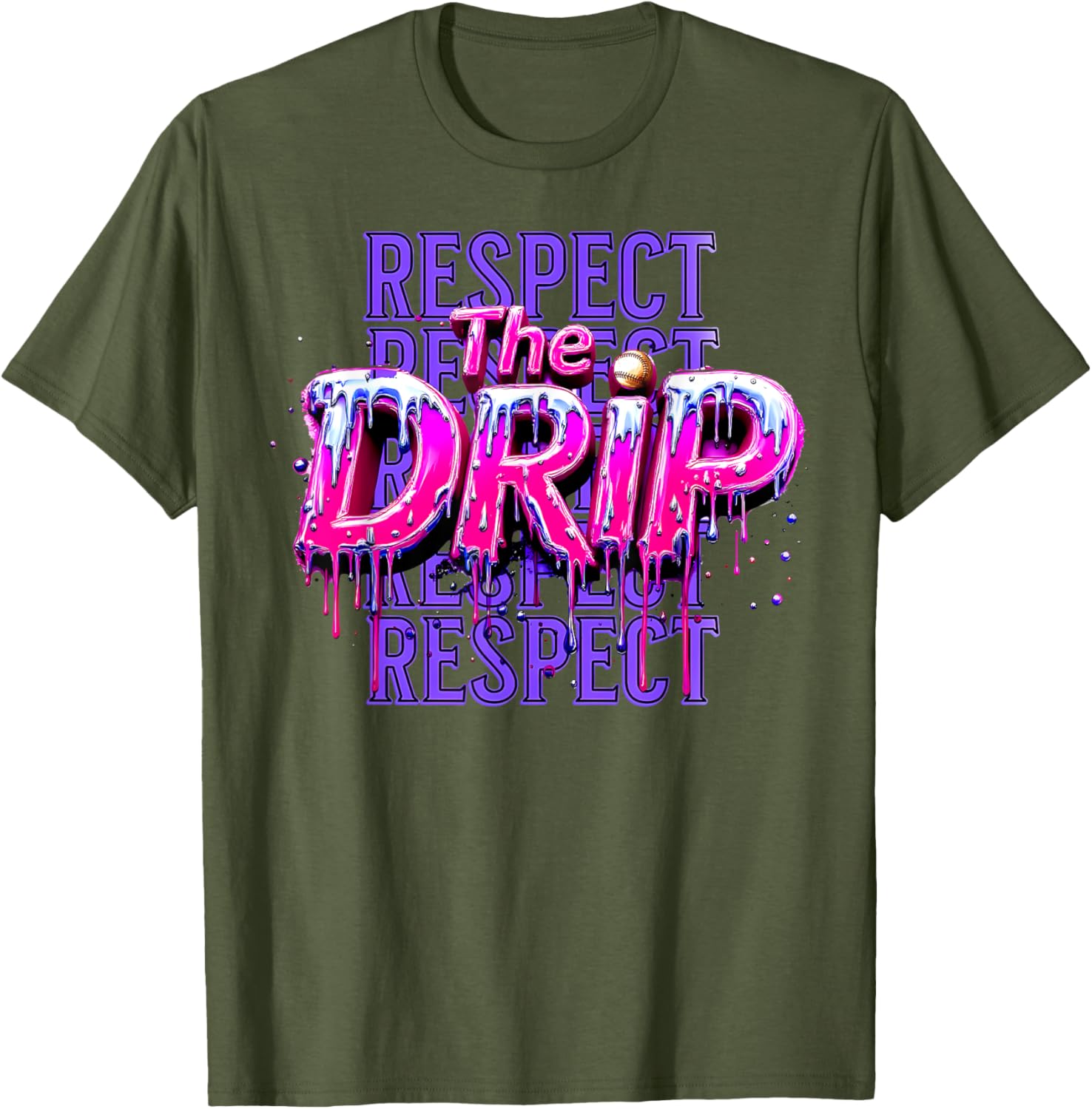 Respect The Drip Baseball Ice Cream Drip T-Shirt for Cool Style - 16