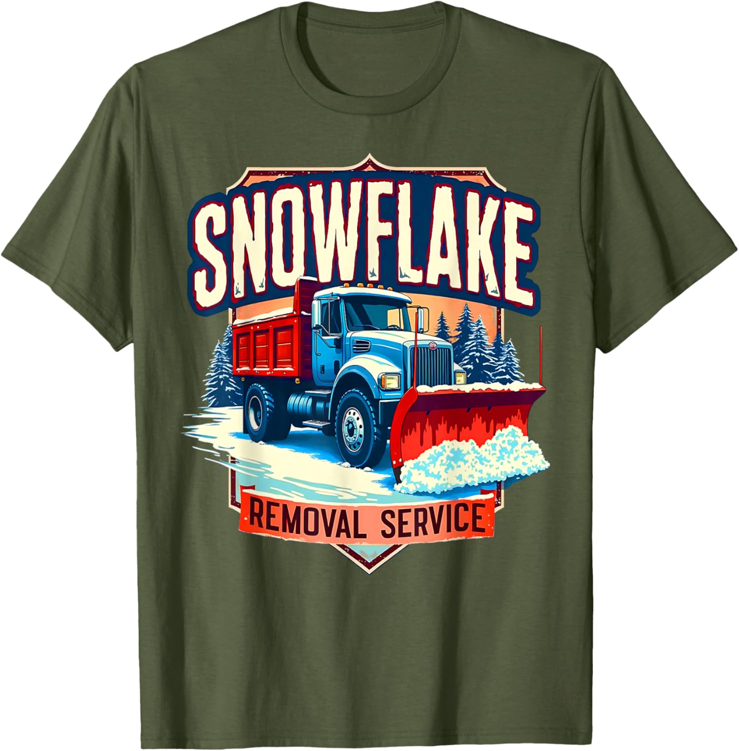 Snowflake Removal Service Truck Winter Supporter T-Shirt for Snow Days - 16