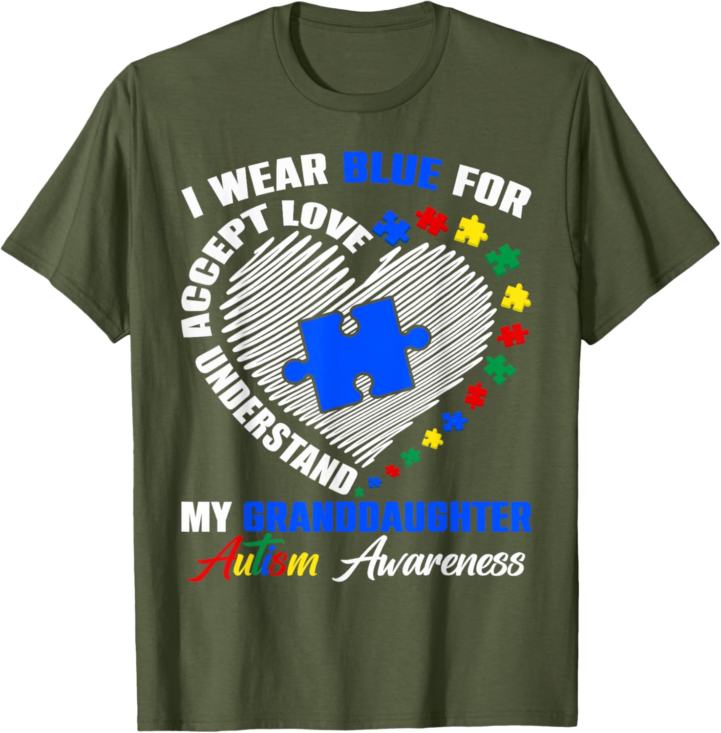 Blue Puzzle Pie T-Shirt for Autism Awareness - Perfect for Granddaughters - 22