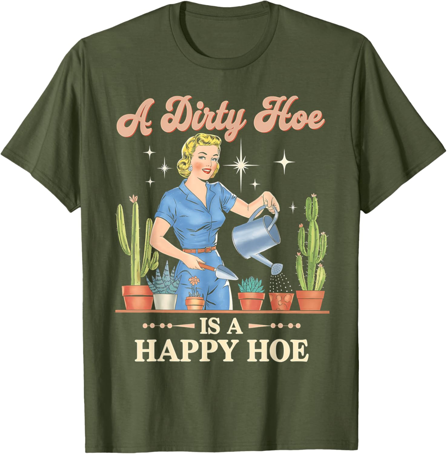 Gardener Plant Lady T-Shirt - A Dirty Hoe Is A Happy Hoe Design - 5