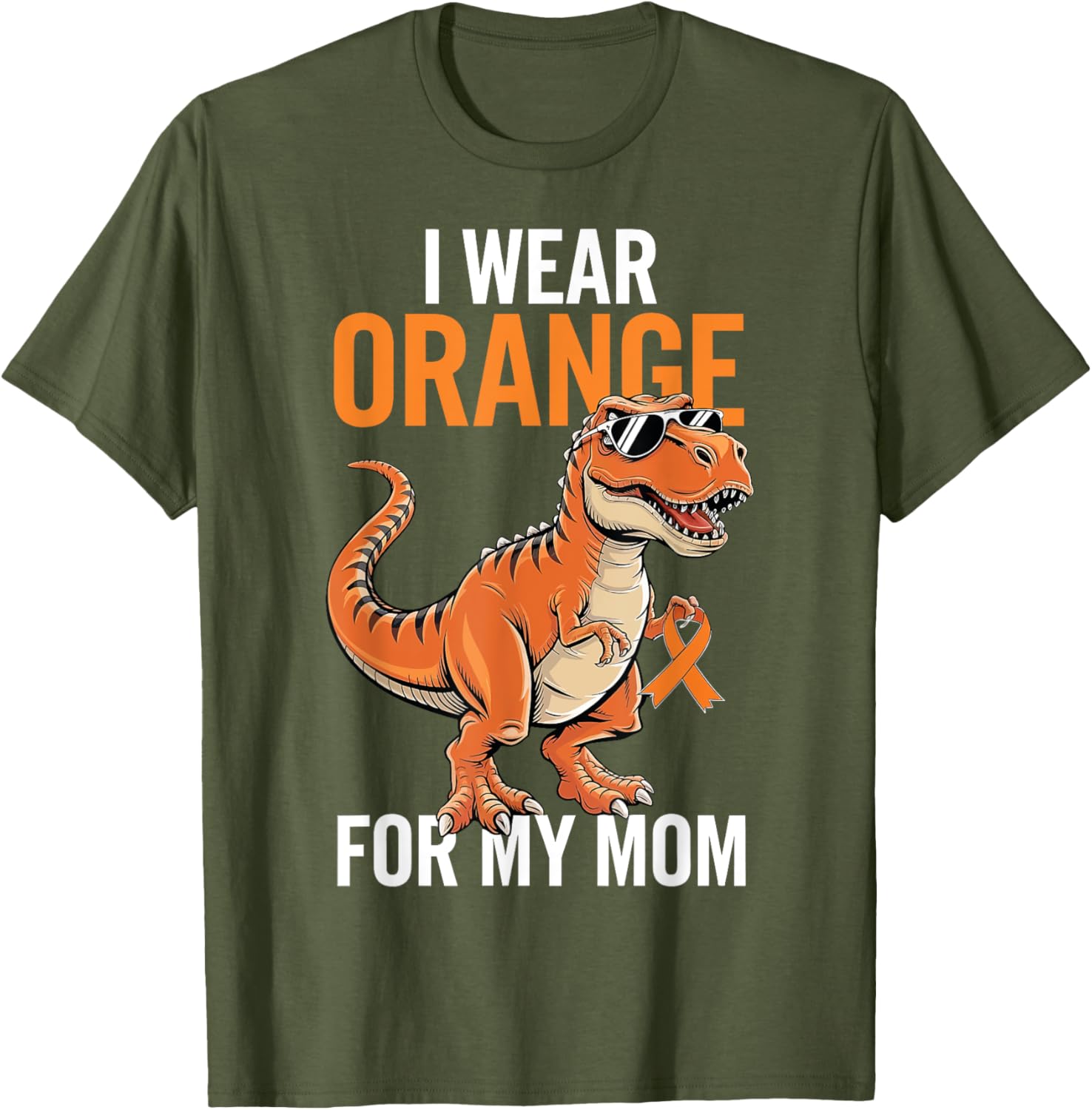 I Wear Orange For Mom Dinosaur MS Awareness T-Shirt for Supportive Families - 2