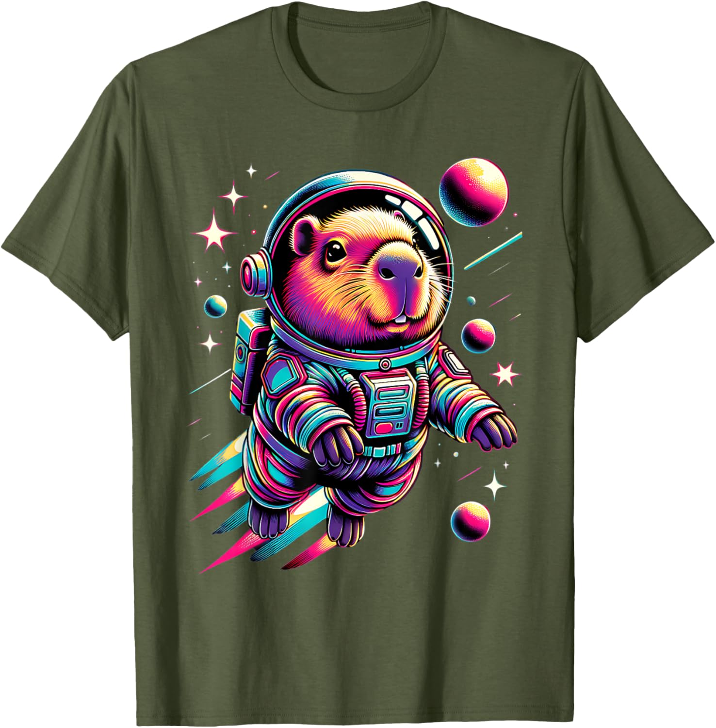 Adorable Space Capybara Astronaut T-Shirt for Animal Lovers - 18