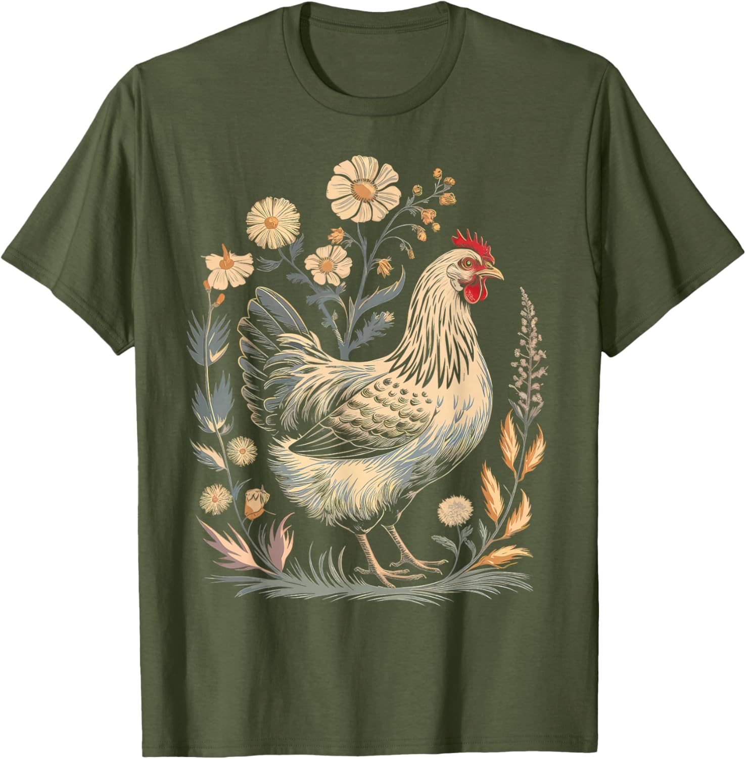 Colorful Chicken Floral Art T-Shirt for Women - Perfect for Farm Lovers - 11