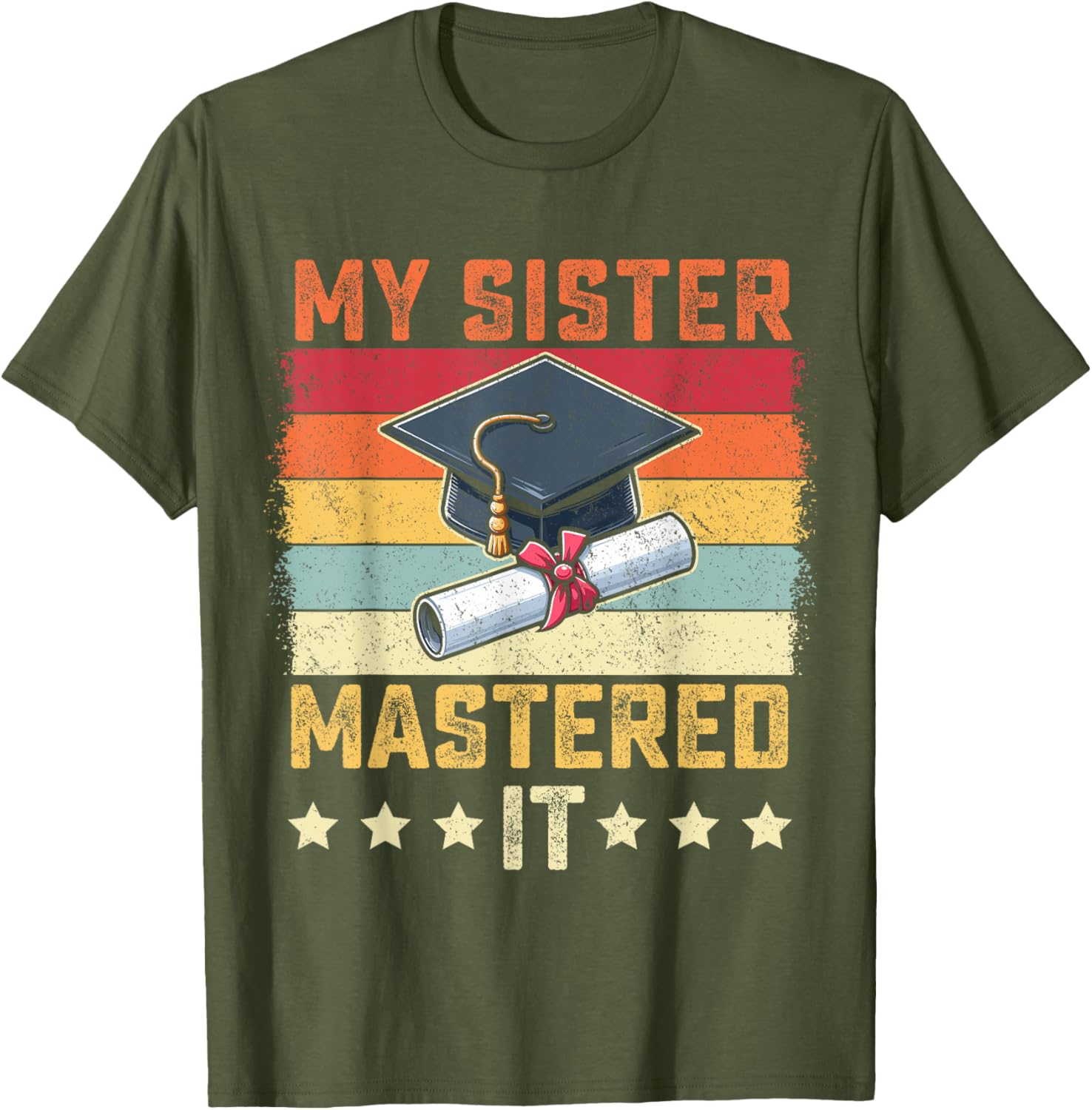 My Sister Mastered It Vintage Graduation T-Shirt for Proud Family Celebrations - 28