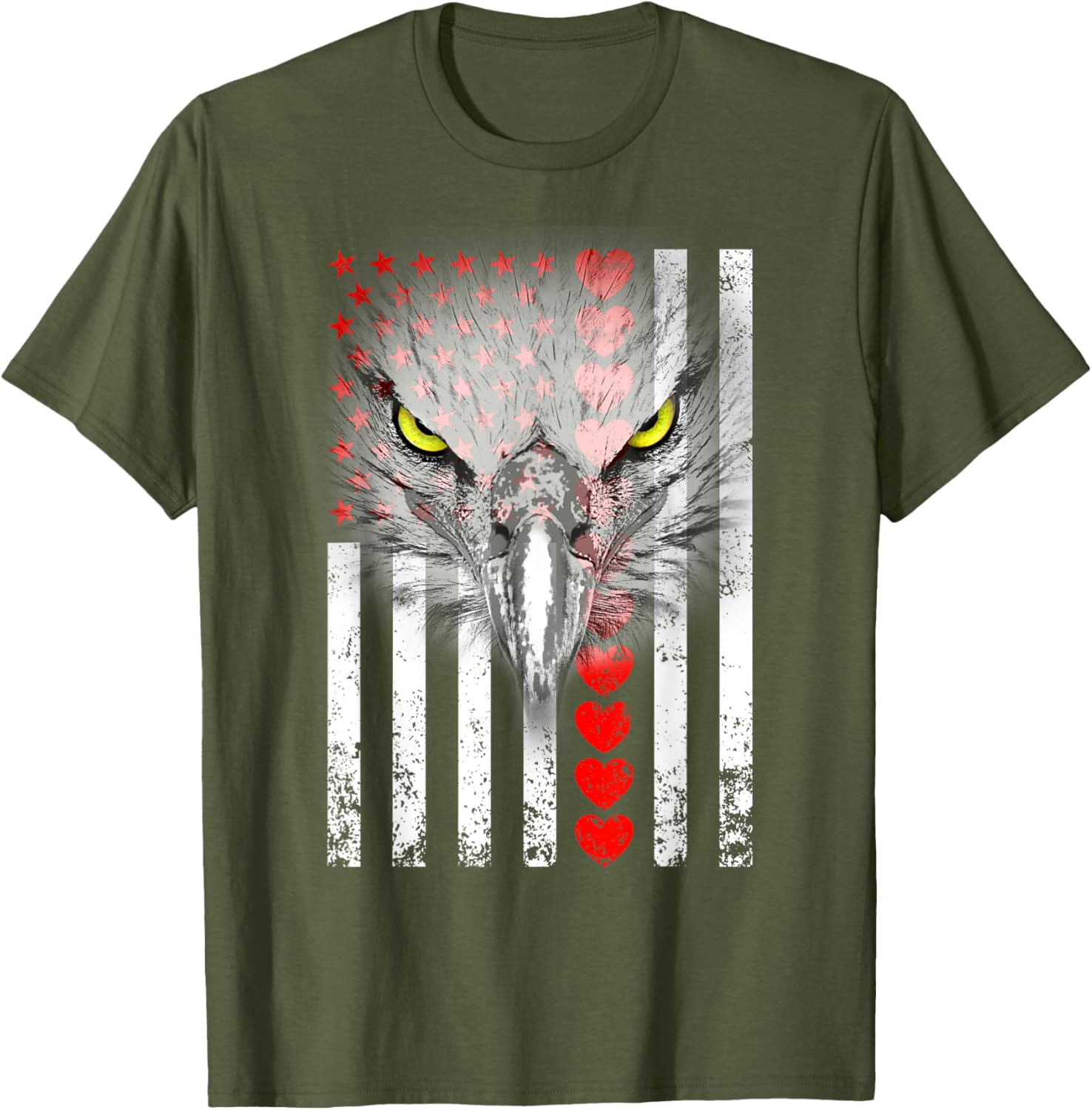 Happy Valentine's Day Eagle T-Shirt for Animal Lovers with Hearts & Flag - 17