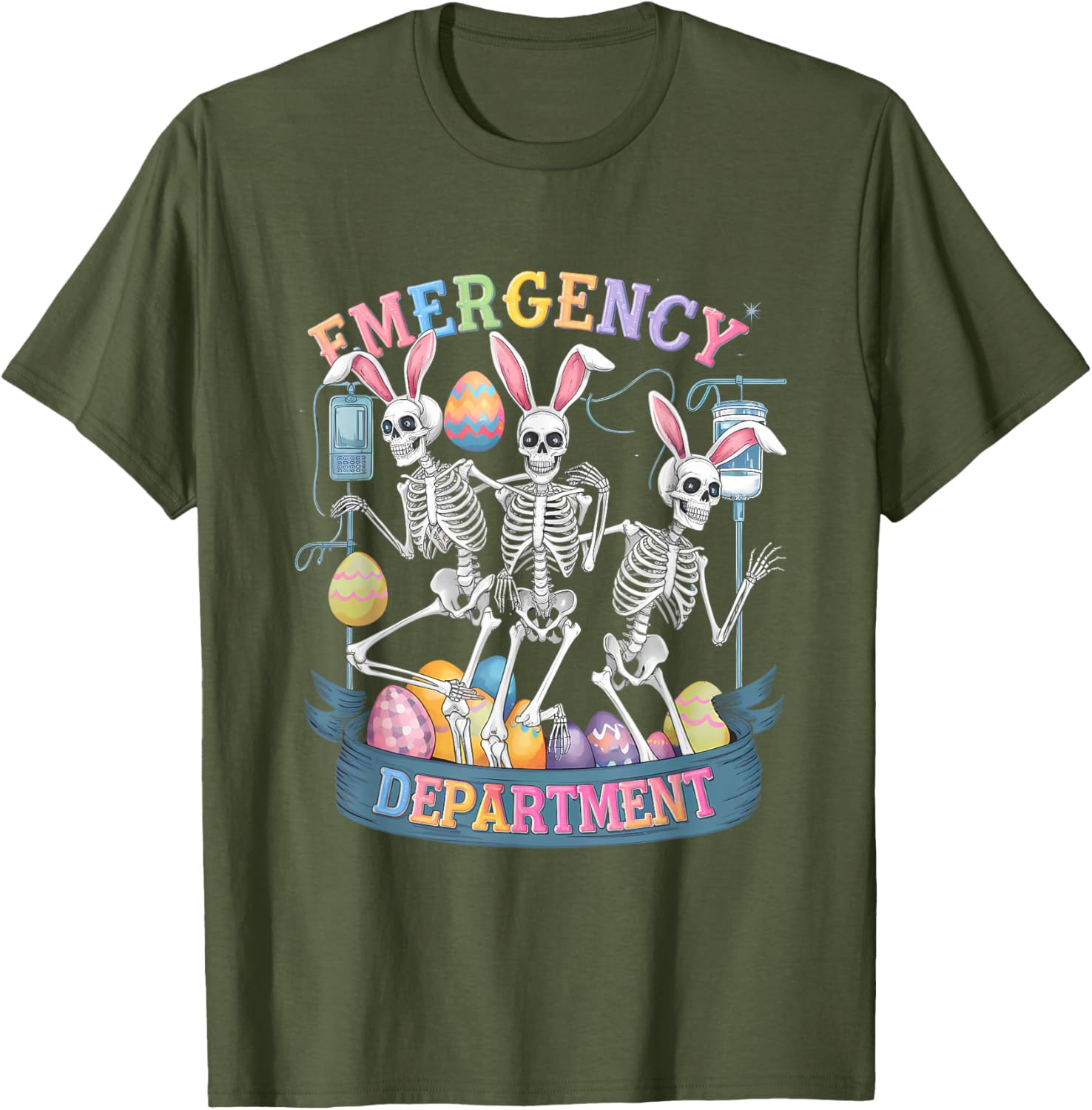 Funny Skeleton Dancing Easter Nurse T-Shirt for Healthcare Heroes - 1