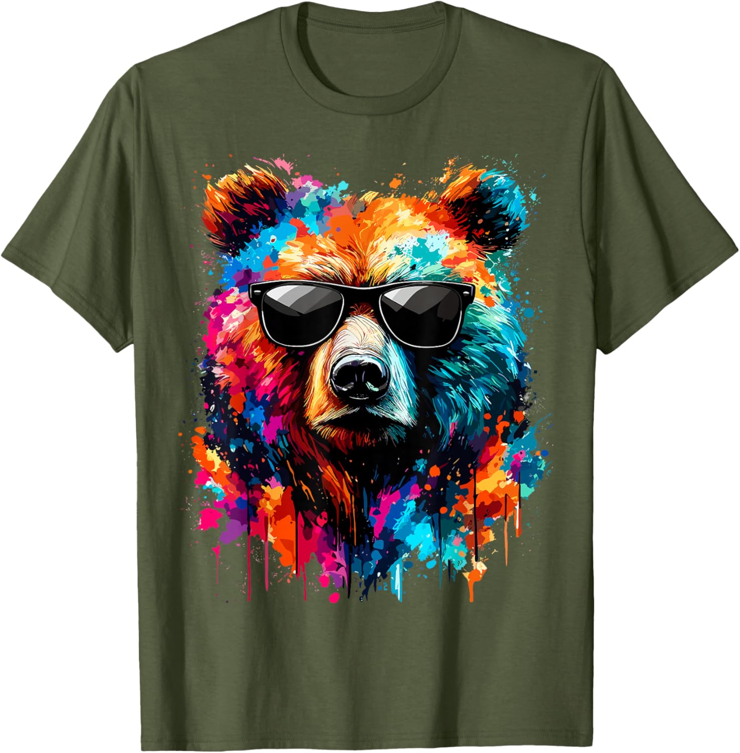 Colorful Bear with Sunglasses T-Shirt for Wildlife Lovers and Adventures - 13