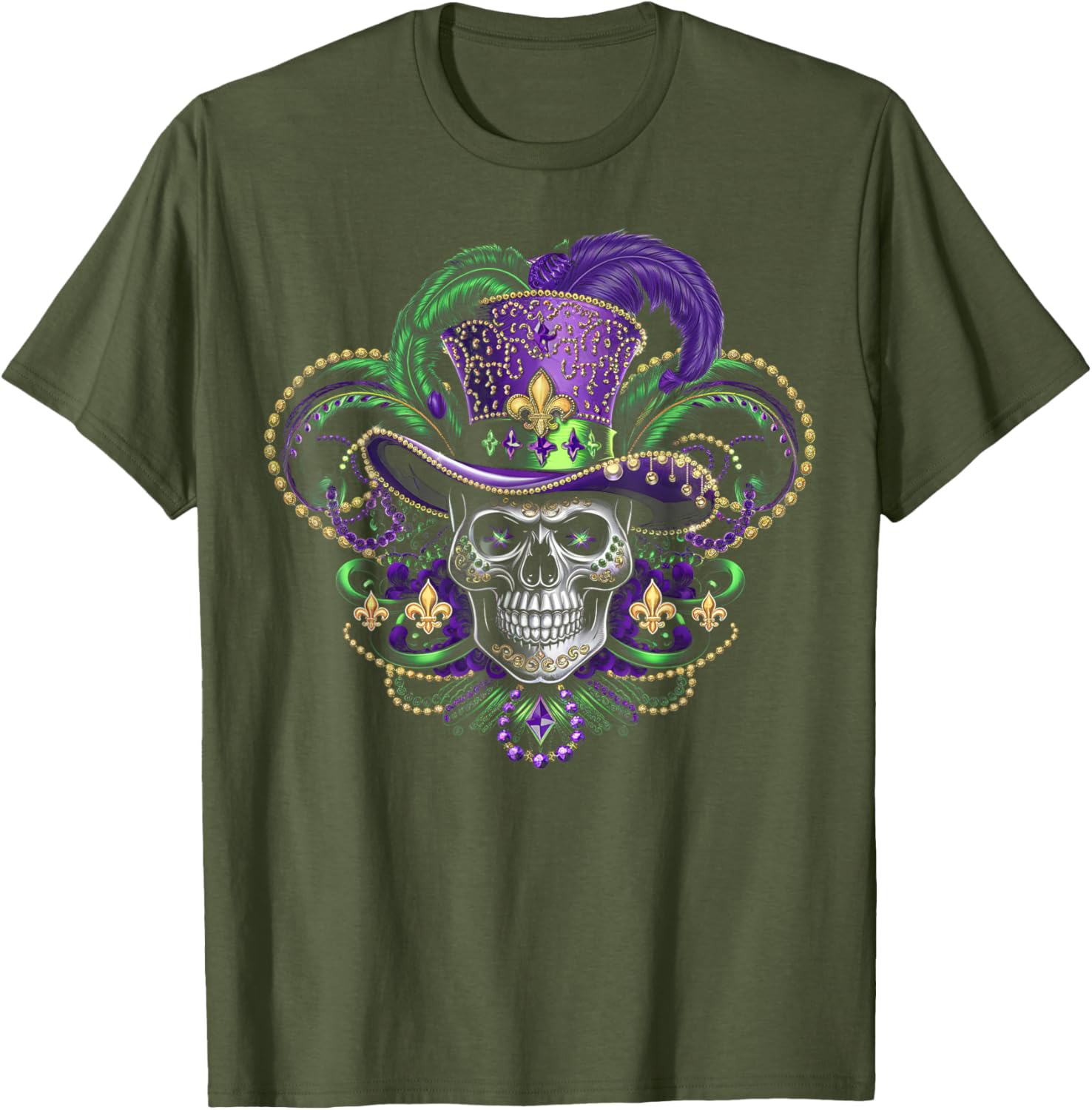 Vibrant Sugar Skull Witch T-Shirt for Mardi Gras and Halloween Fun - 2