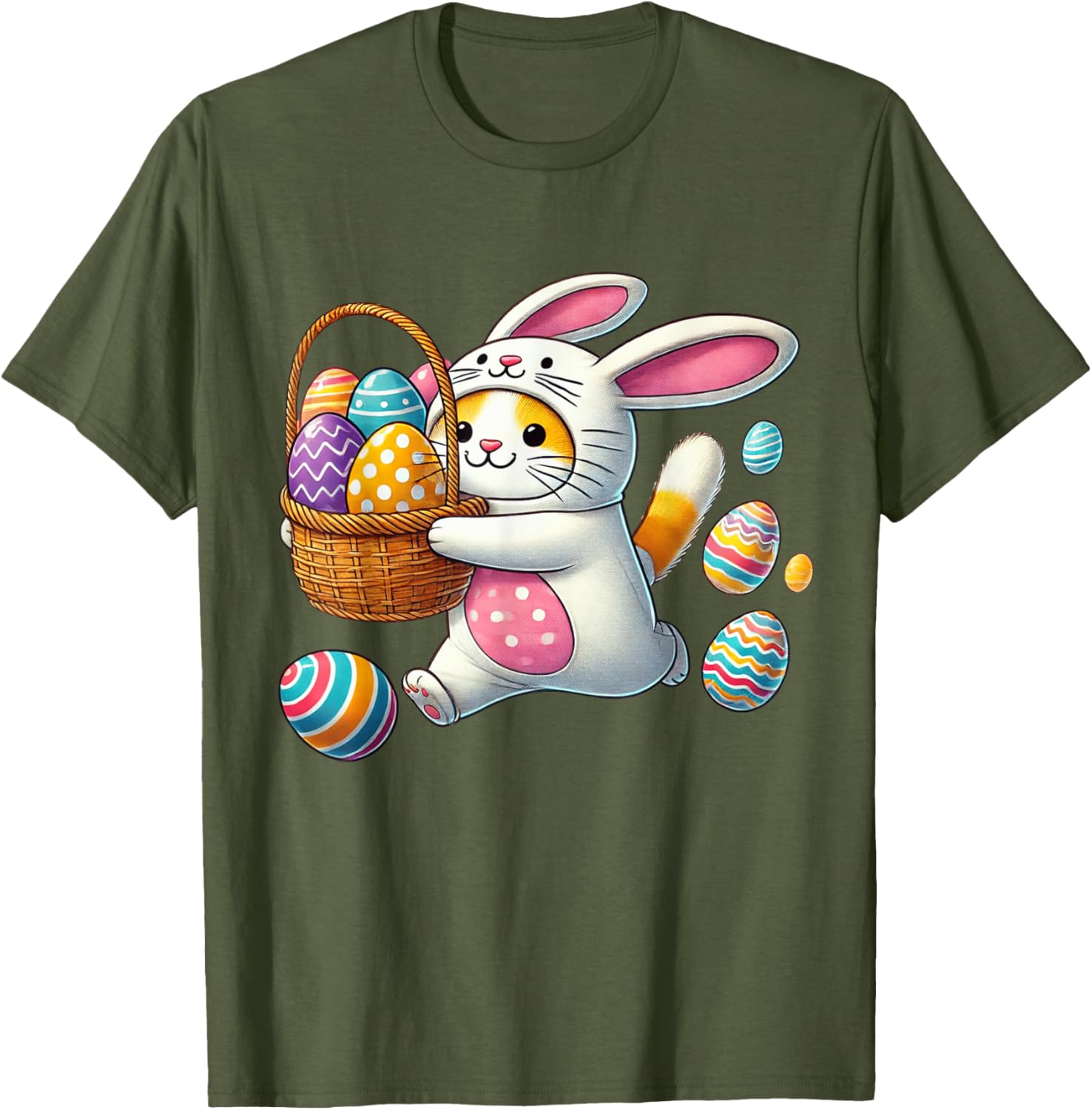 Funny Easter Orange Cat Bunny Ears T-Shirt for Kids Boys and Girls - 18