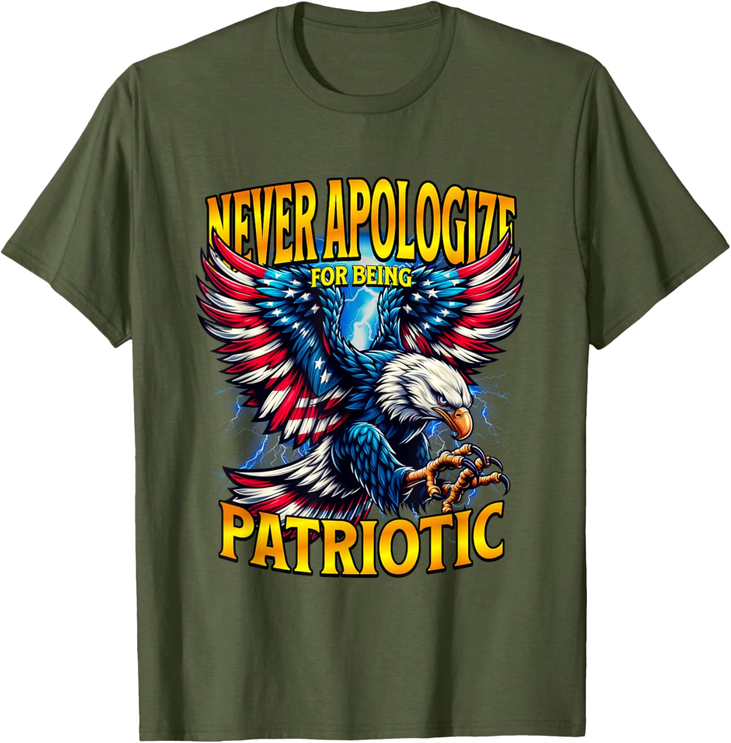 Never Apologize for Being Patriotic Eagle T-Shirt | American Flag Design - 7