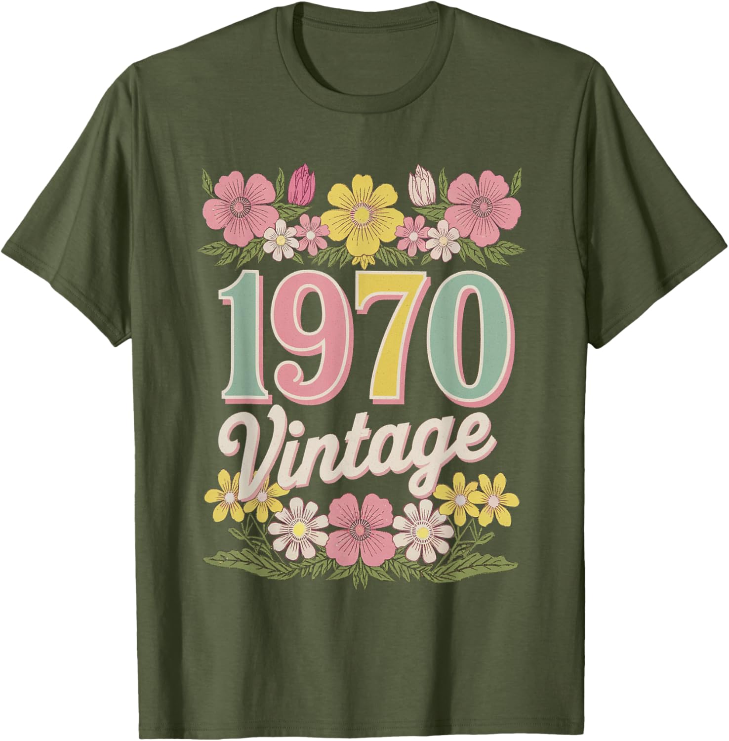 Vintage 1970 Retro Flower Birthday T-Shirt for Daughters and Women - 6