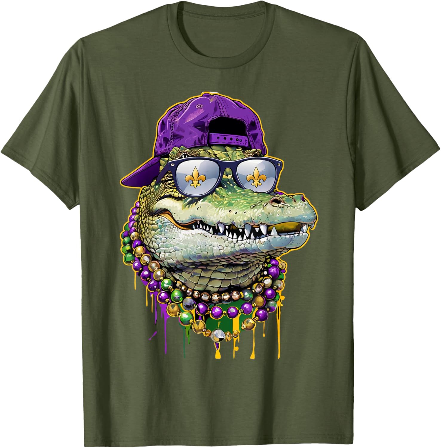 Mardigator Mardi Gras Alligator Costume T-Shirt for Men and Women - 4
