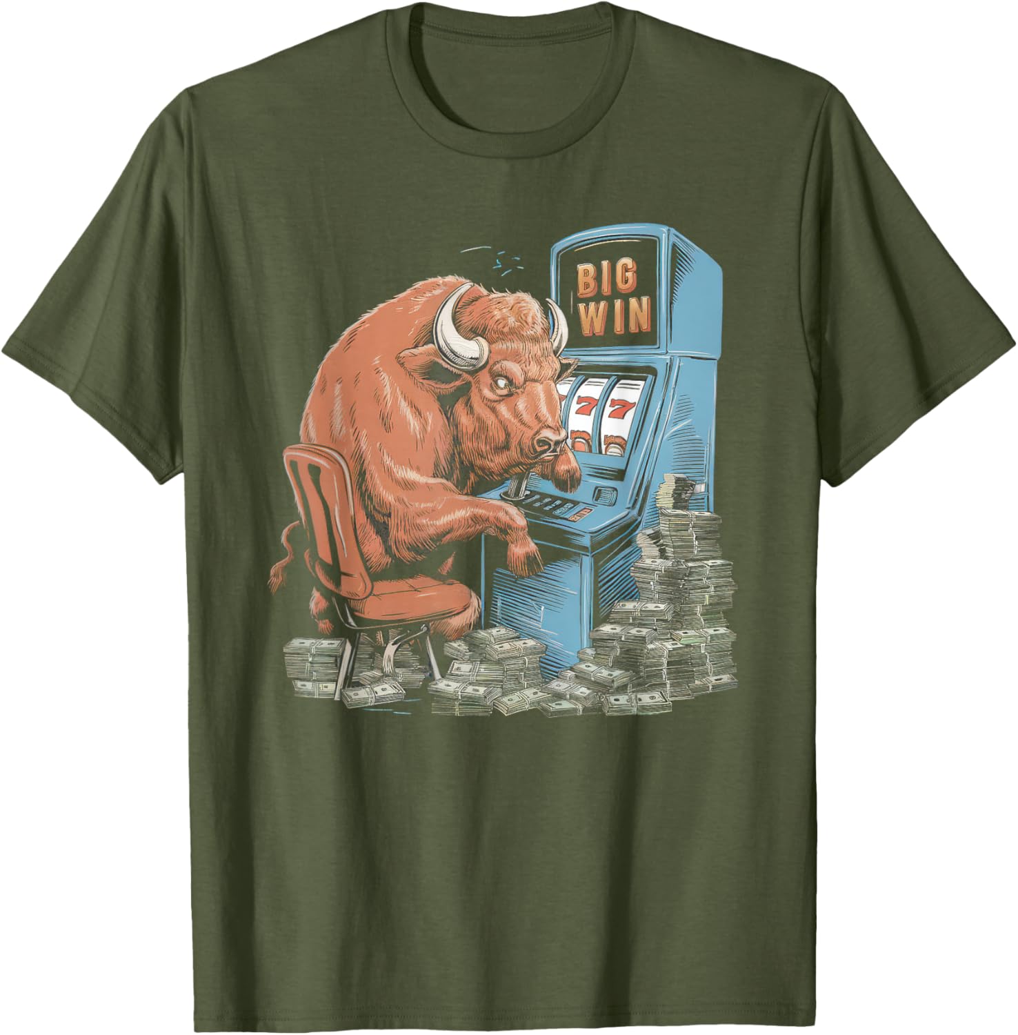 Lucky Buffalo Casino Slot Machine T-Shirt for Gamblers and Slots Fans - 2