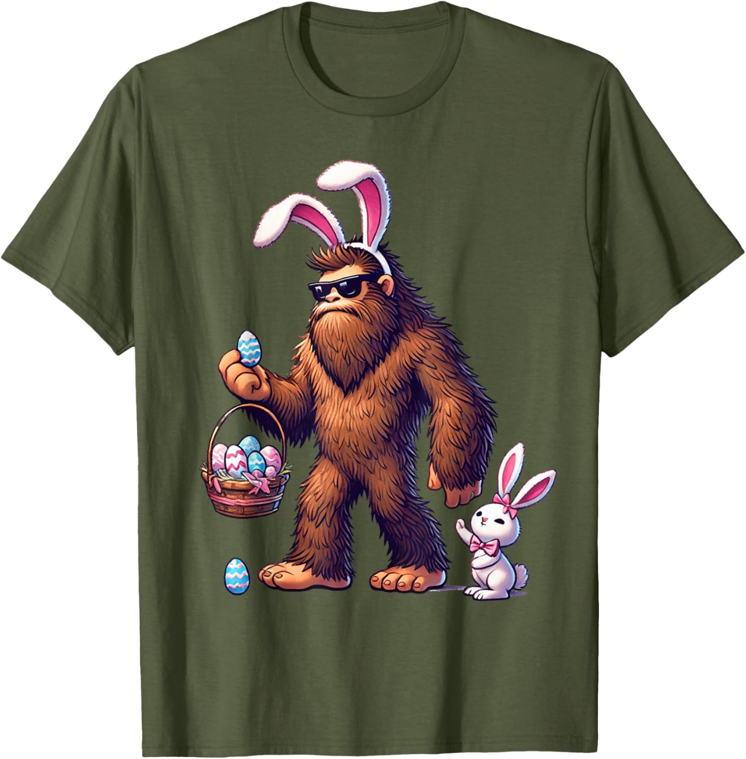 Bigfoot Sasquatch Bunny Easter Eggs T-Shirt for Kids and Men - 16