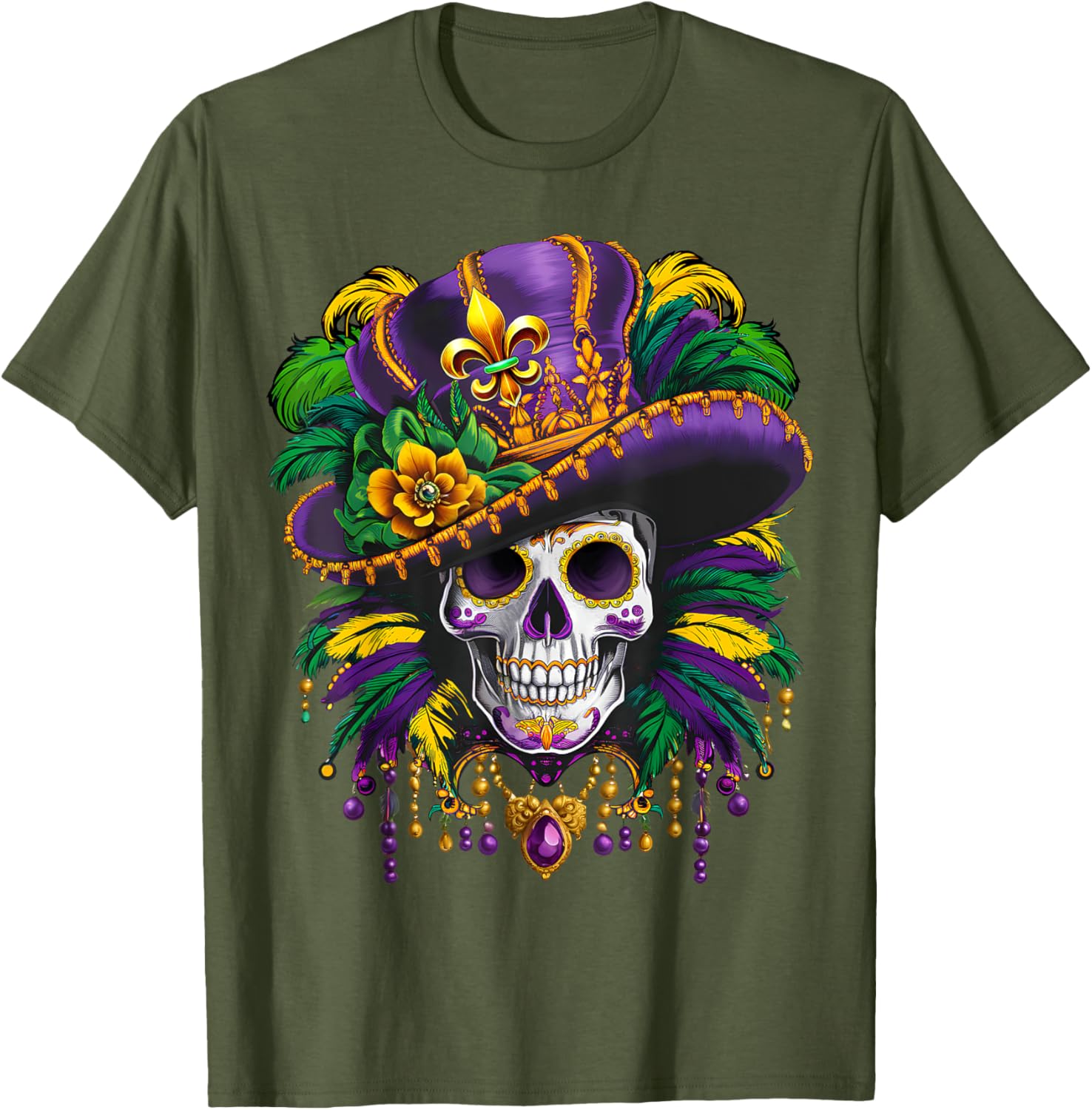 Mardi Gras Sugar Skull T-Shirt for New Orleans Carnival Fun - 18