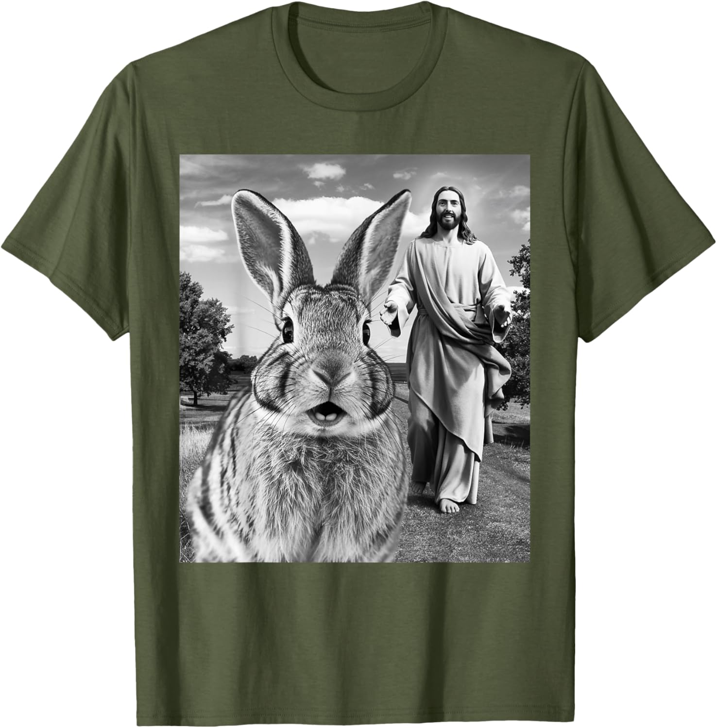 Happy Easter Bunny Selfie T-Shirt for Men Women Kids Fun Christian Style - 11