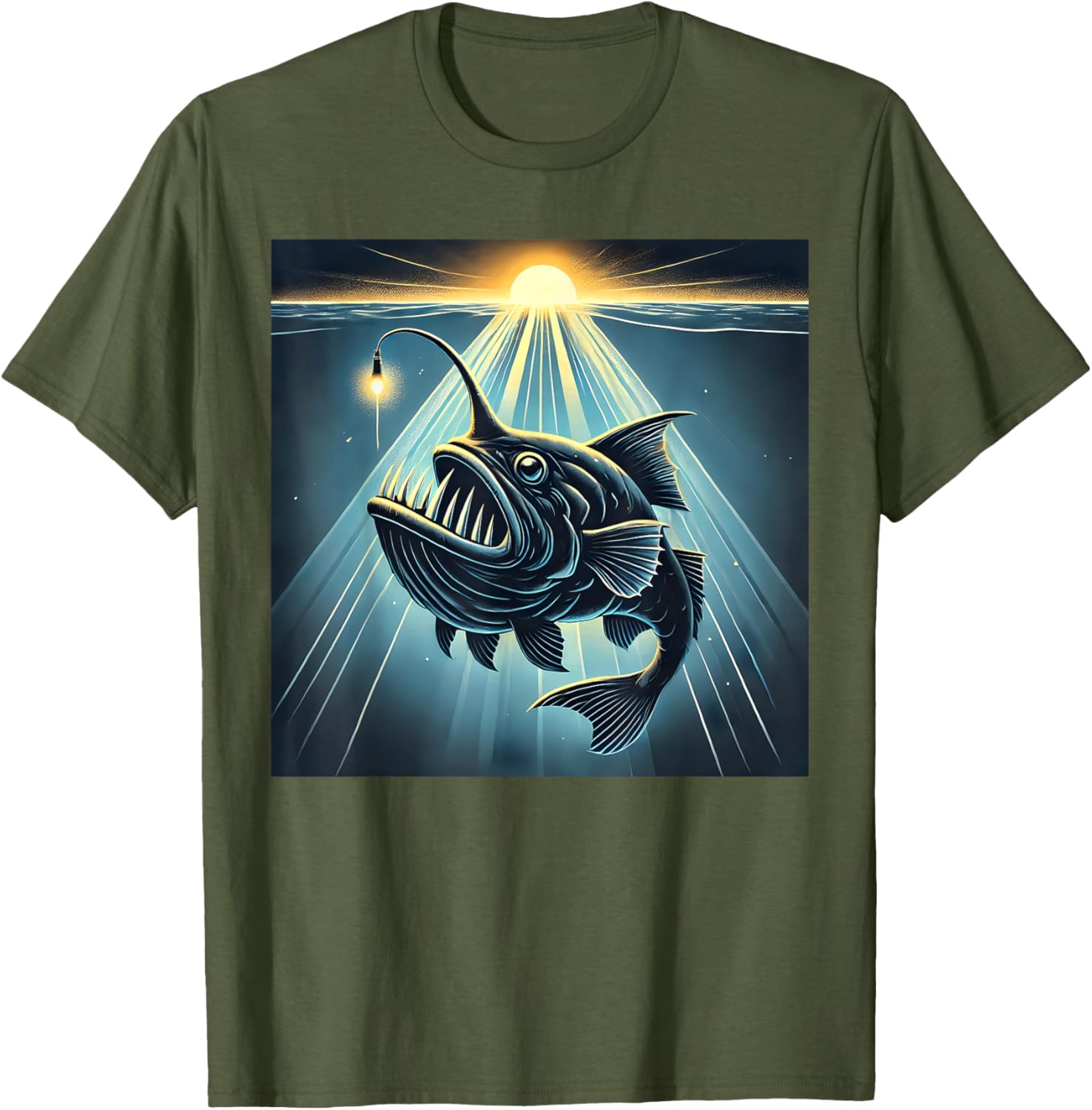 Anglerfish Found The Light T-Shirt - Fun Marine Life Apparel - 14