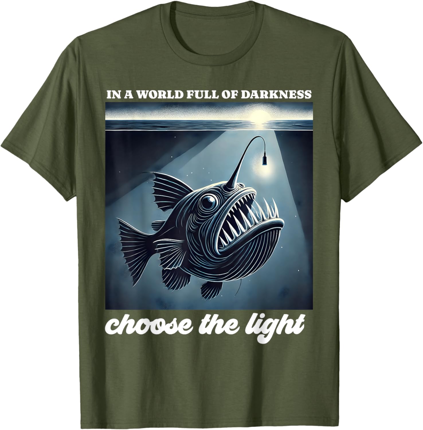 Anglerfish Found the Light Funny Graphic T-Shirt for Ocean Lovers - 4