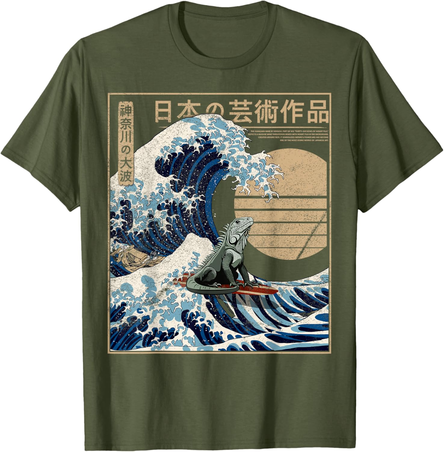 Funny Iguana Surfing The Great Wave Off Kanagawa T-Shirt for Beach Lovers - 22