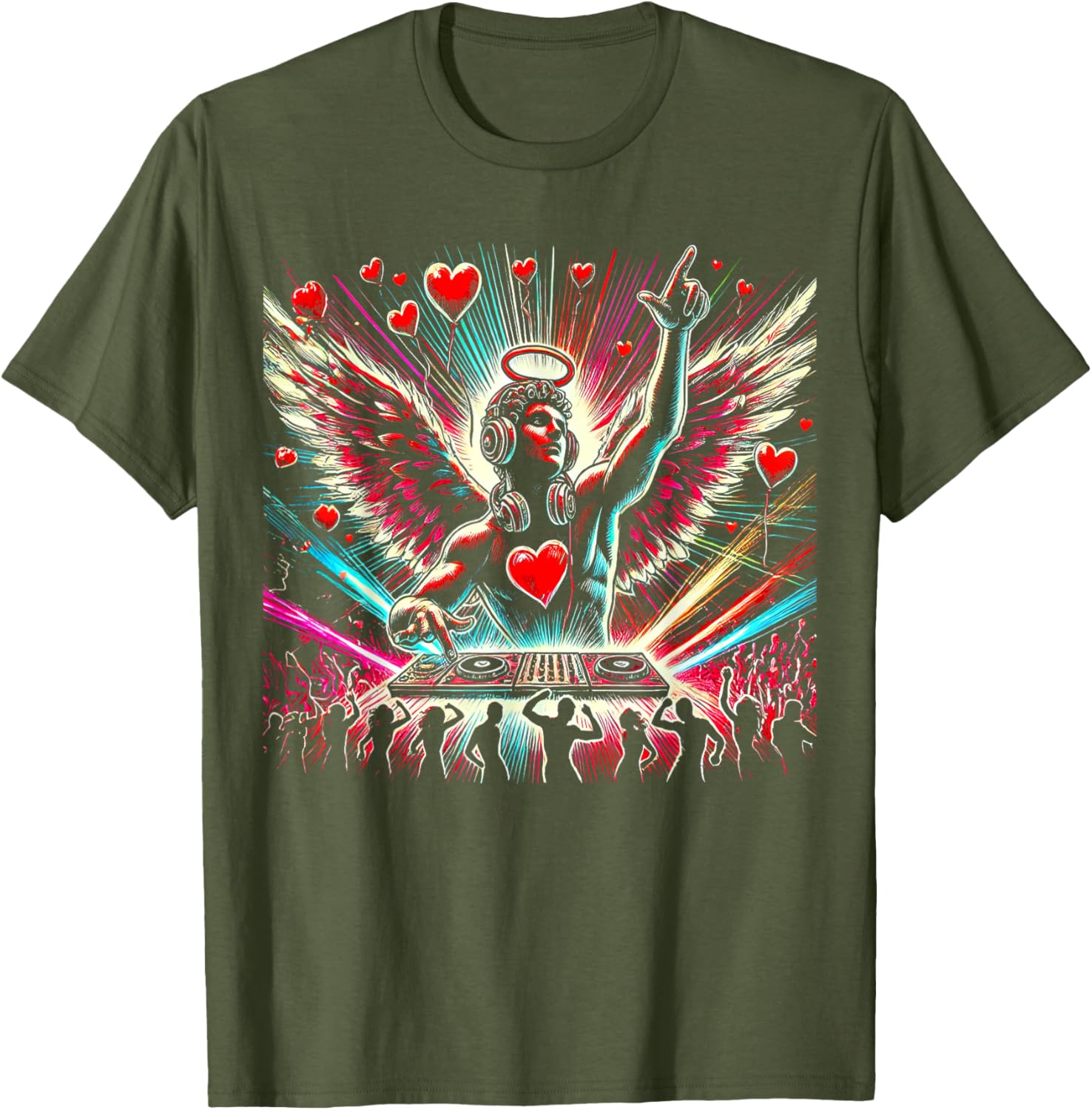 DJ Cupid Angel Valentine's Day Party Shirt Cool DJ Tee for Men and Women - 5