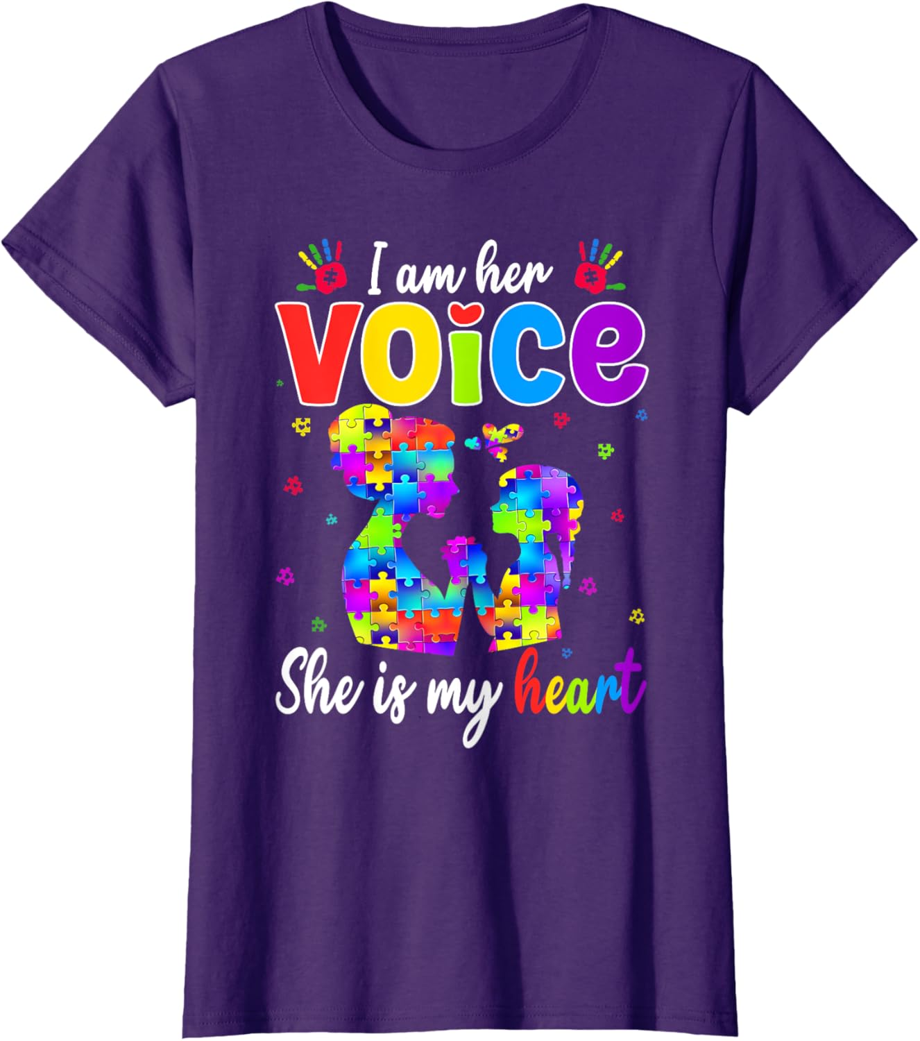 Autism Mom I'm Her Voice She Is My Heart T-Shirt for Proud Mothers - 17