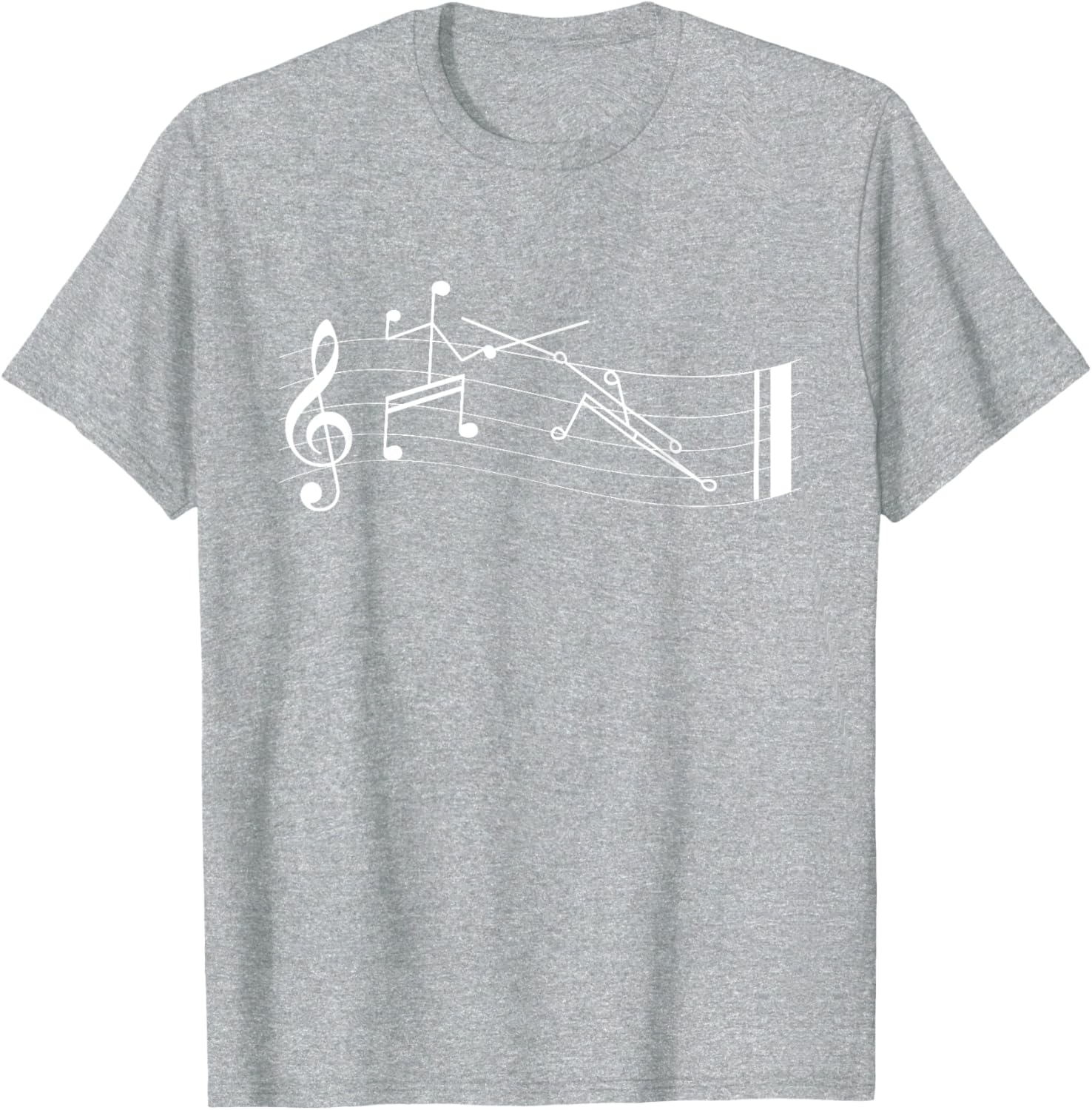 Funny Stick-Figure Music Notes En-garde T-Shirt for Music Lovers - 22