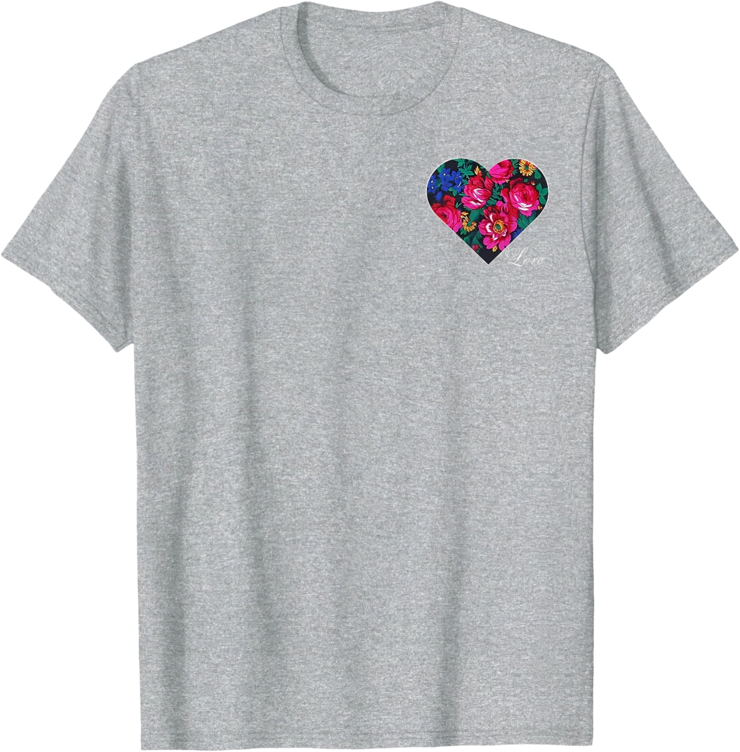 Floral Heart Love T-Shirt for Native American Women - Masani Scarf Design - 22