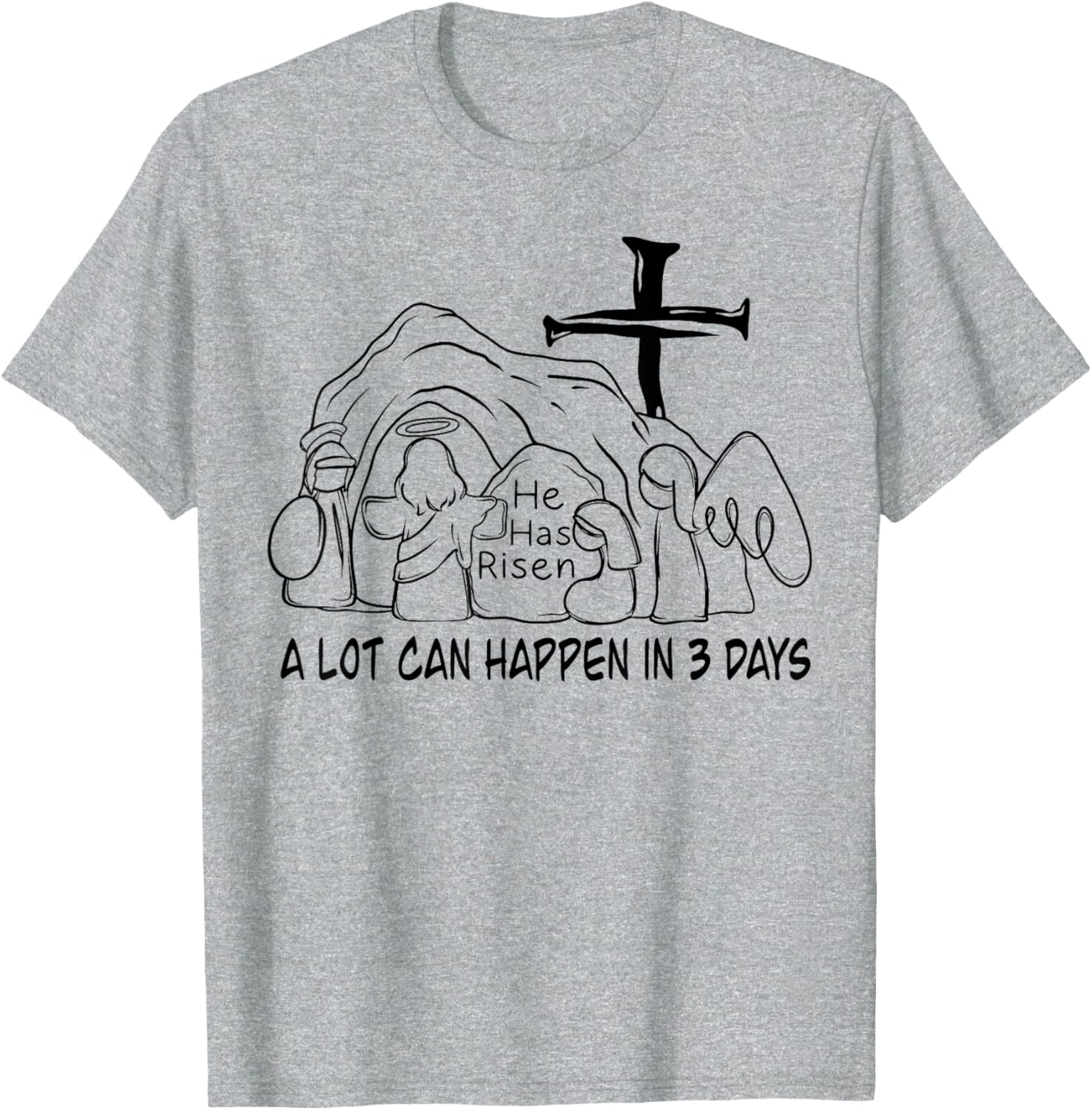 Retro Christian Easter T-Shirt A Lot Can Happen In 3 Days Fun Design - 10