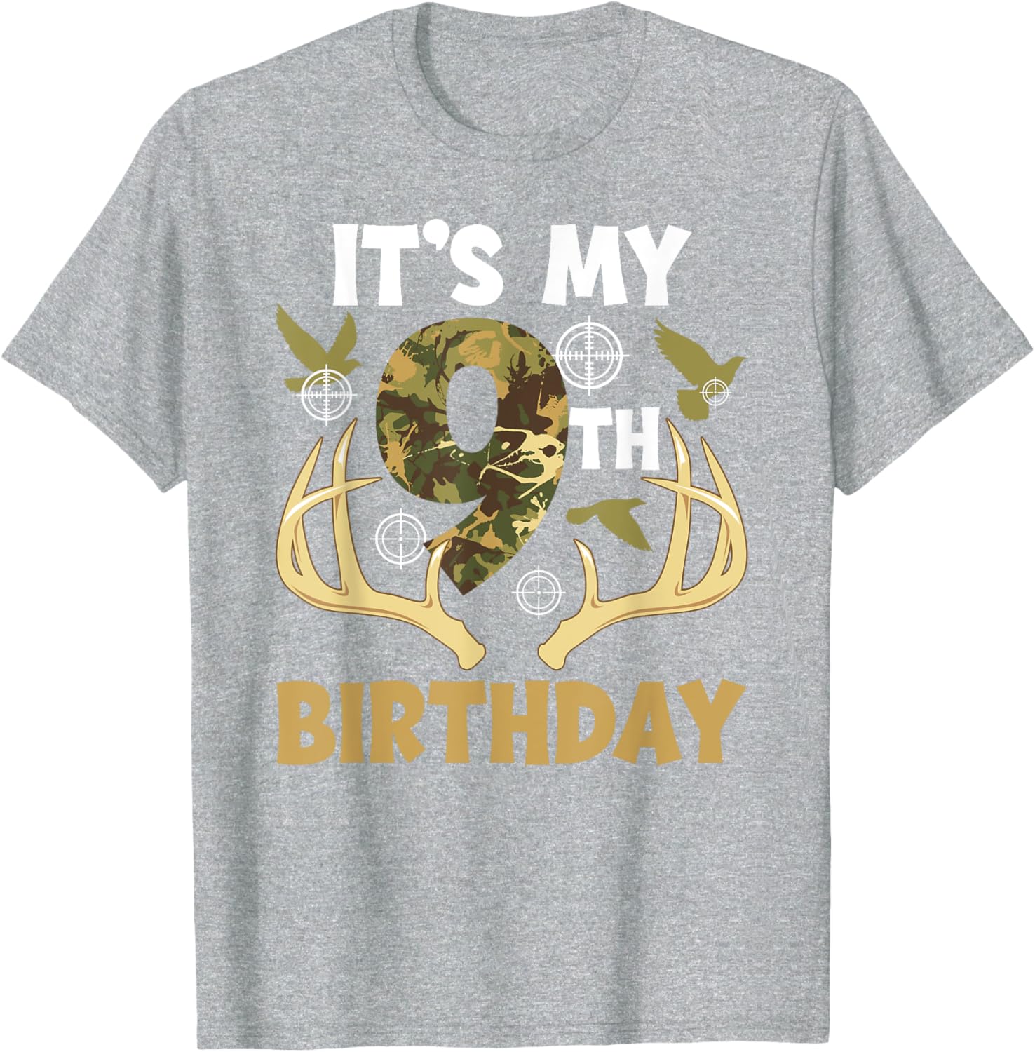 9th Birthday Hunting T-Shirt for Boys Fun Hunter Design Gift - 4