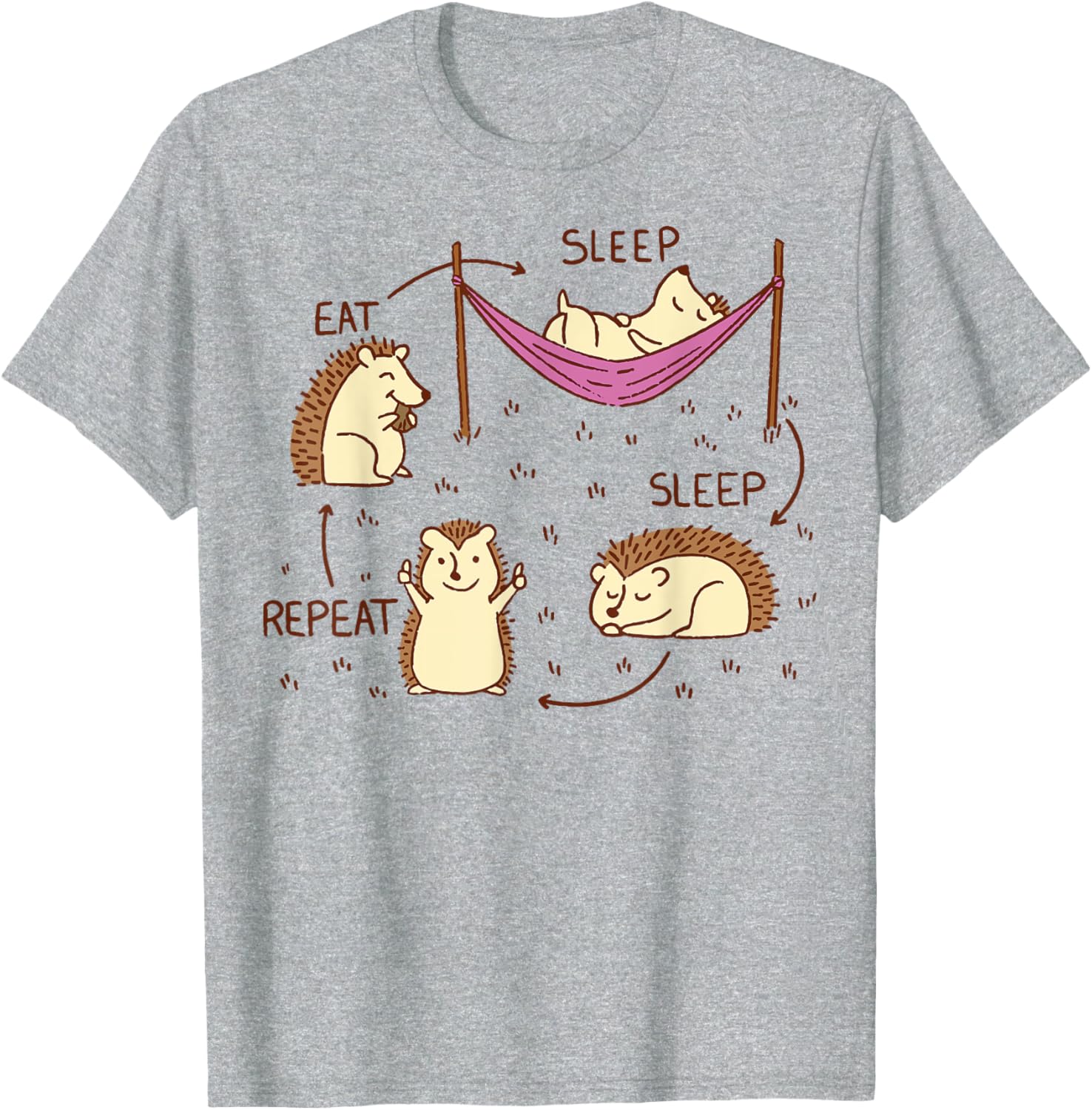 Hedgehog Life Cycle Eat Sleep Repeat T-Shirt for Animal Lovers - 3