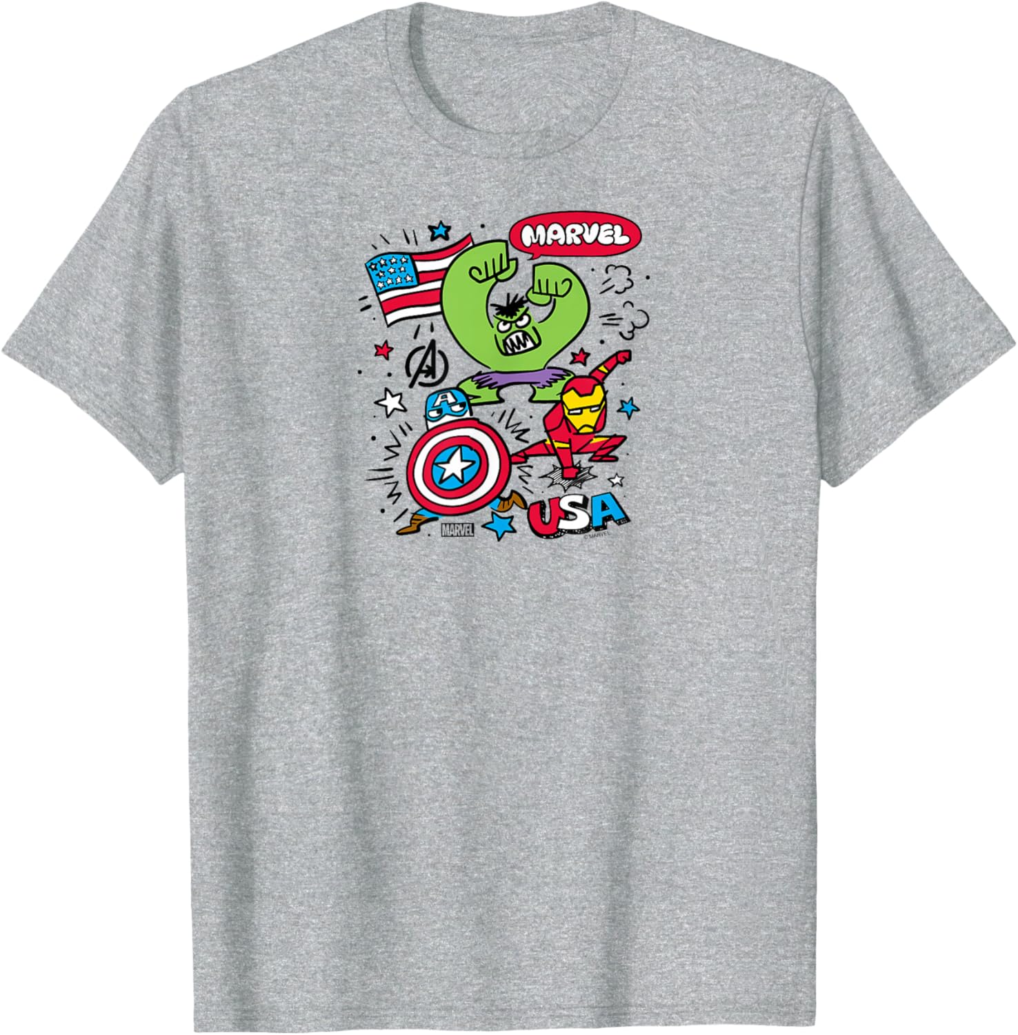 Marvel Americana USA Stickers Collage T-Shirt for Fans and Collectors - 2
