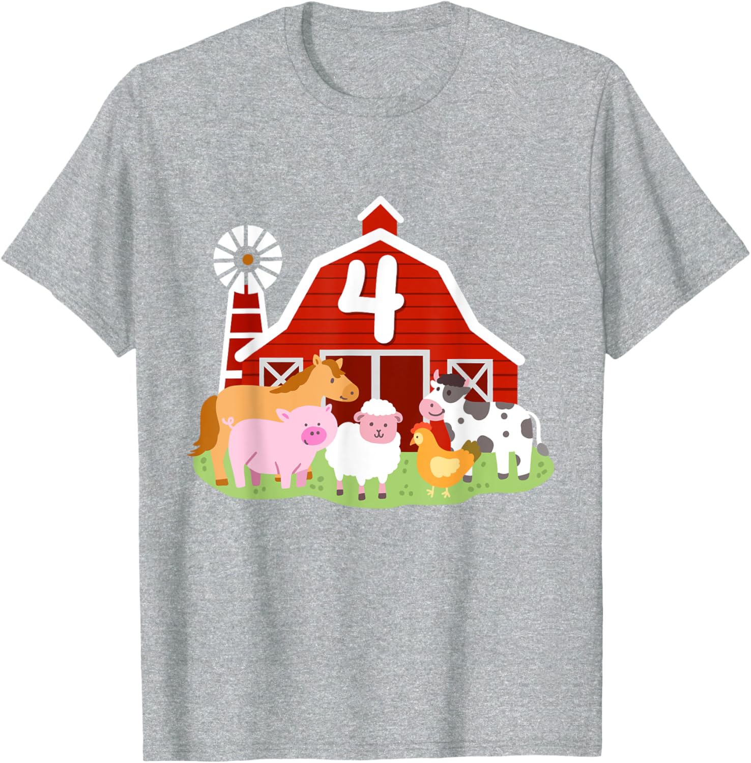 Adorable 4th Birthday Farm Animals T-Shirt for Boys Toddler Party Fun - 1