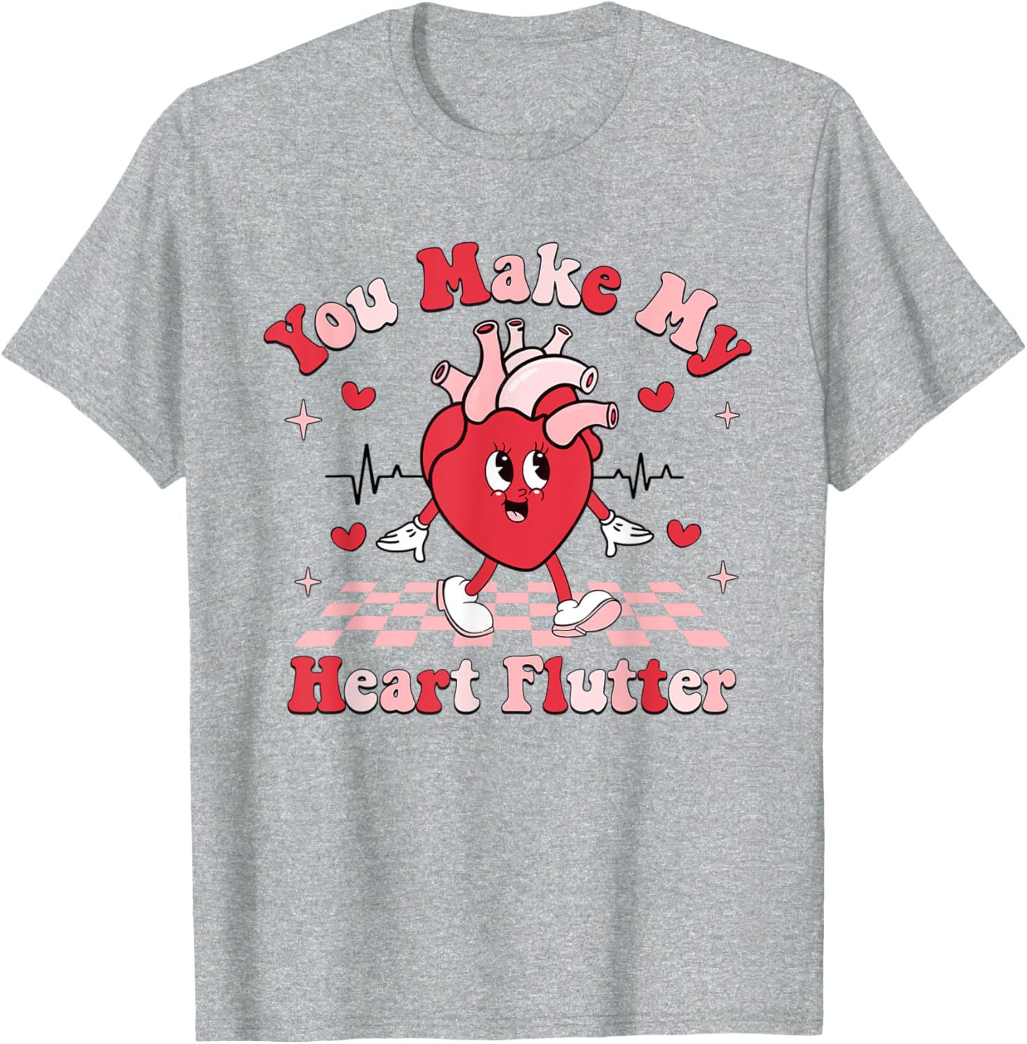 Cardiac Nurse Valentine T-Shirt You Make My Heart Flutter Gift - 7
