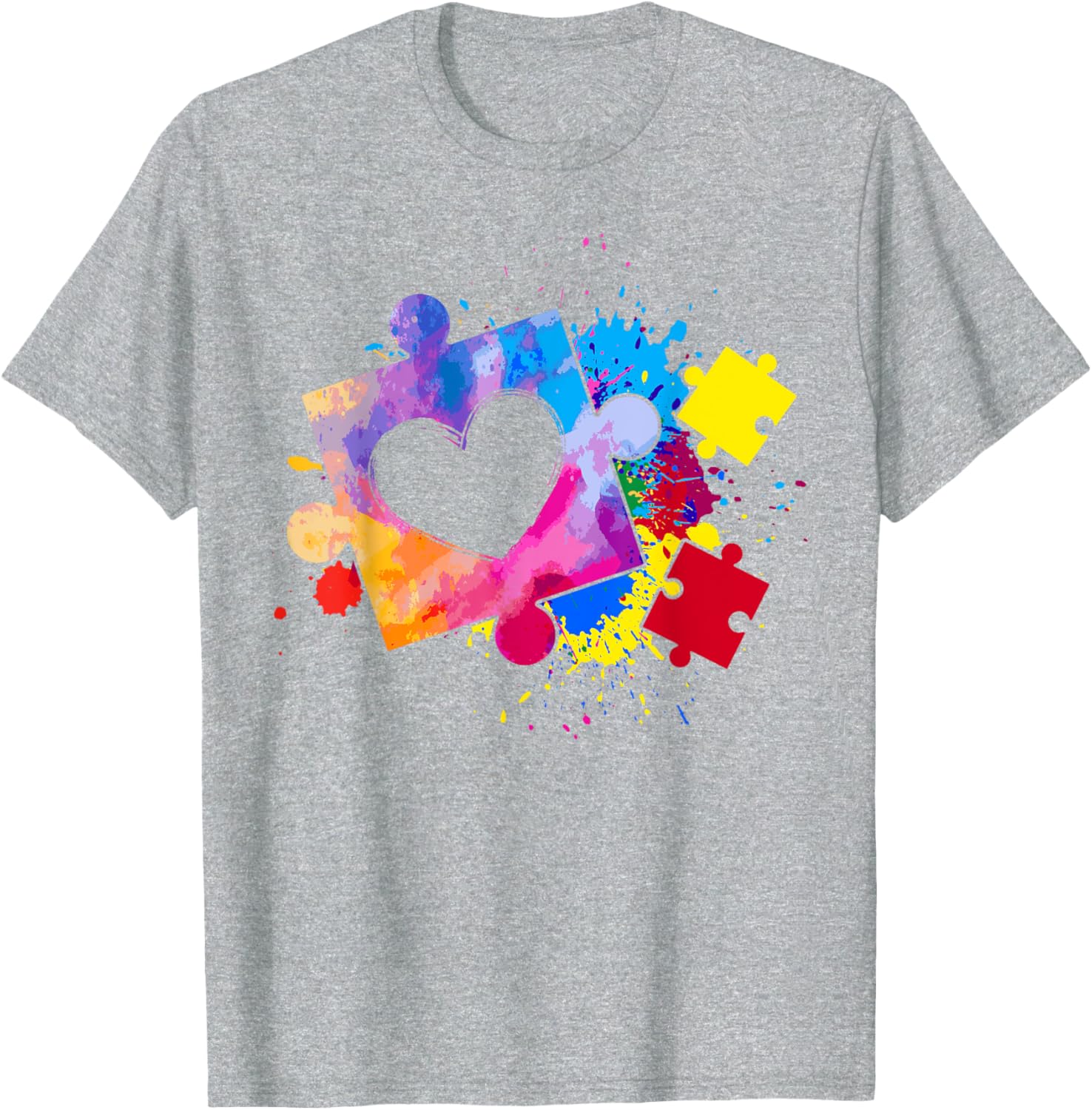 Autism Awareness Tie Dye Puzzle Piece Heart Kids T-Shirt for Boys and Girls - 18
