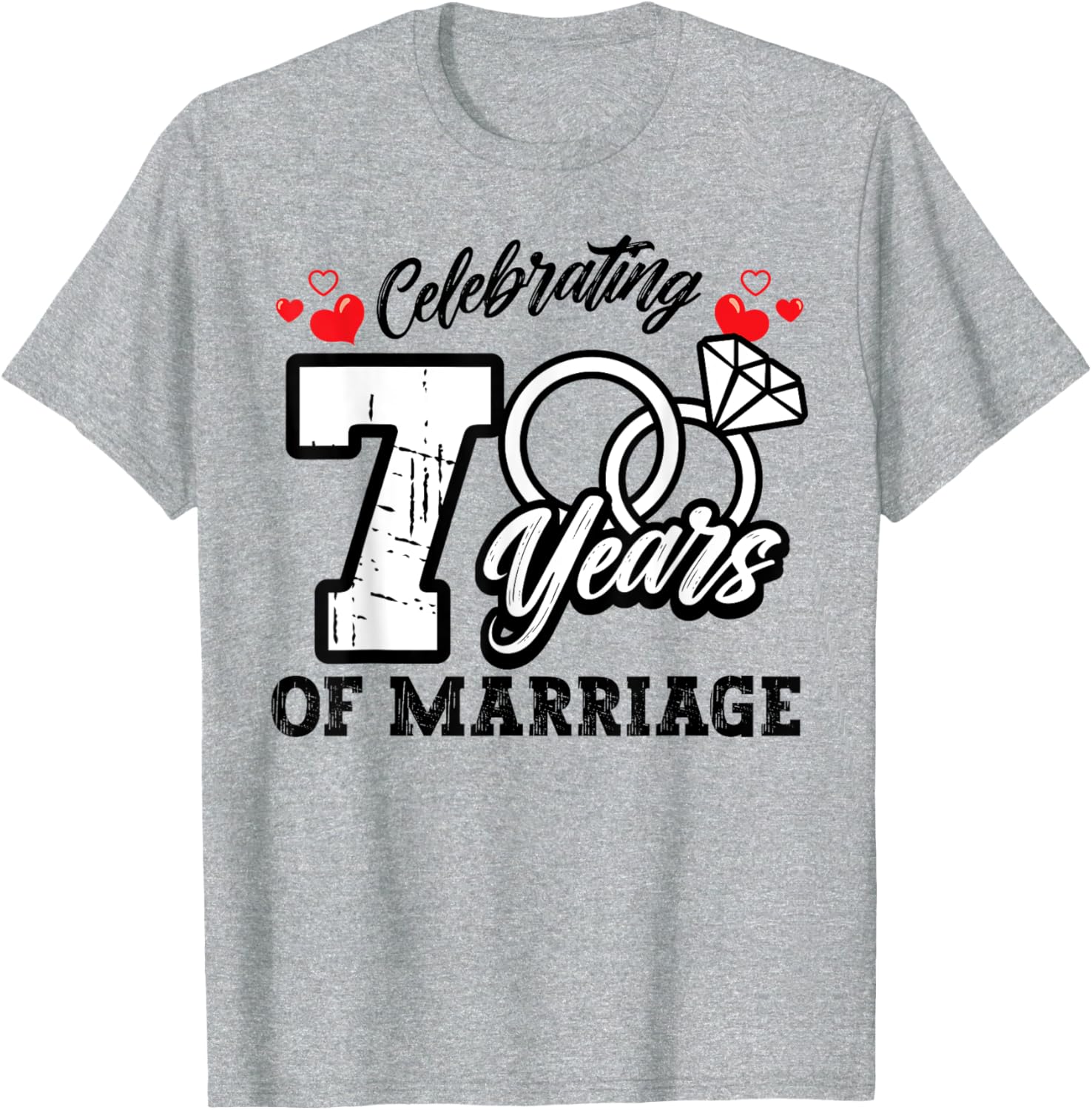 7th Wedding Anniversary Matching T-Shirt for Couples Celebrating Love - 8