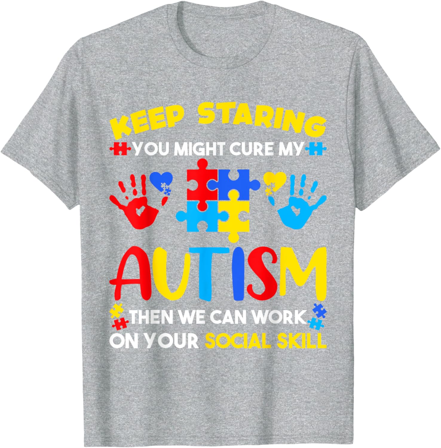 Keep Staring You Might Cure My Autism Awareness Kids T-Shirt for Positive Vibes - 16