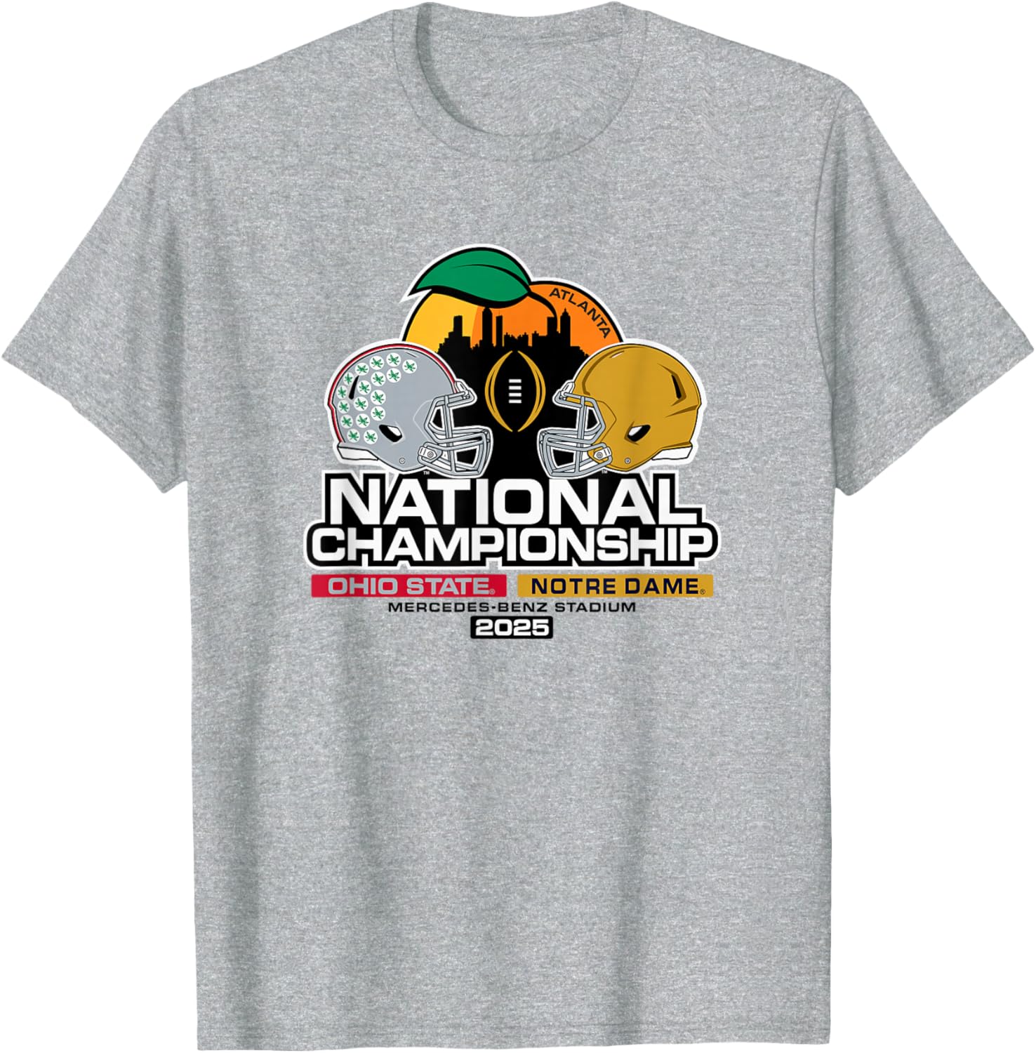Ohio State vs Notre Dame 2025 National Championship Gray T-Shirt for Fans - 1