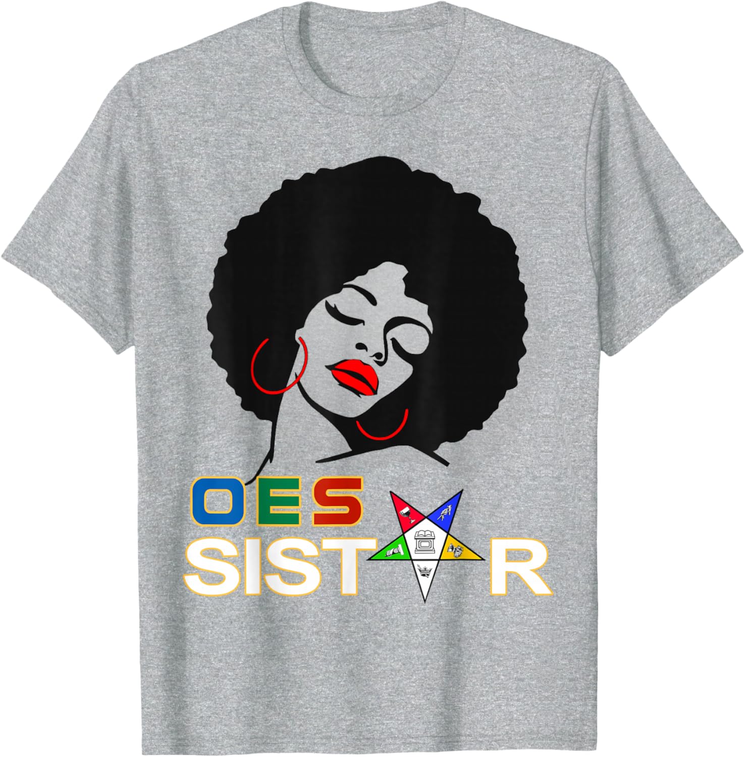 Beautiful Red Afro Earrings and Sistar Eastern Star T-Shirt for Girls - 20