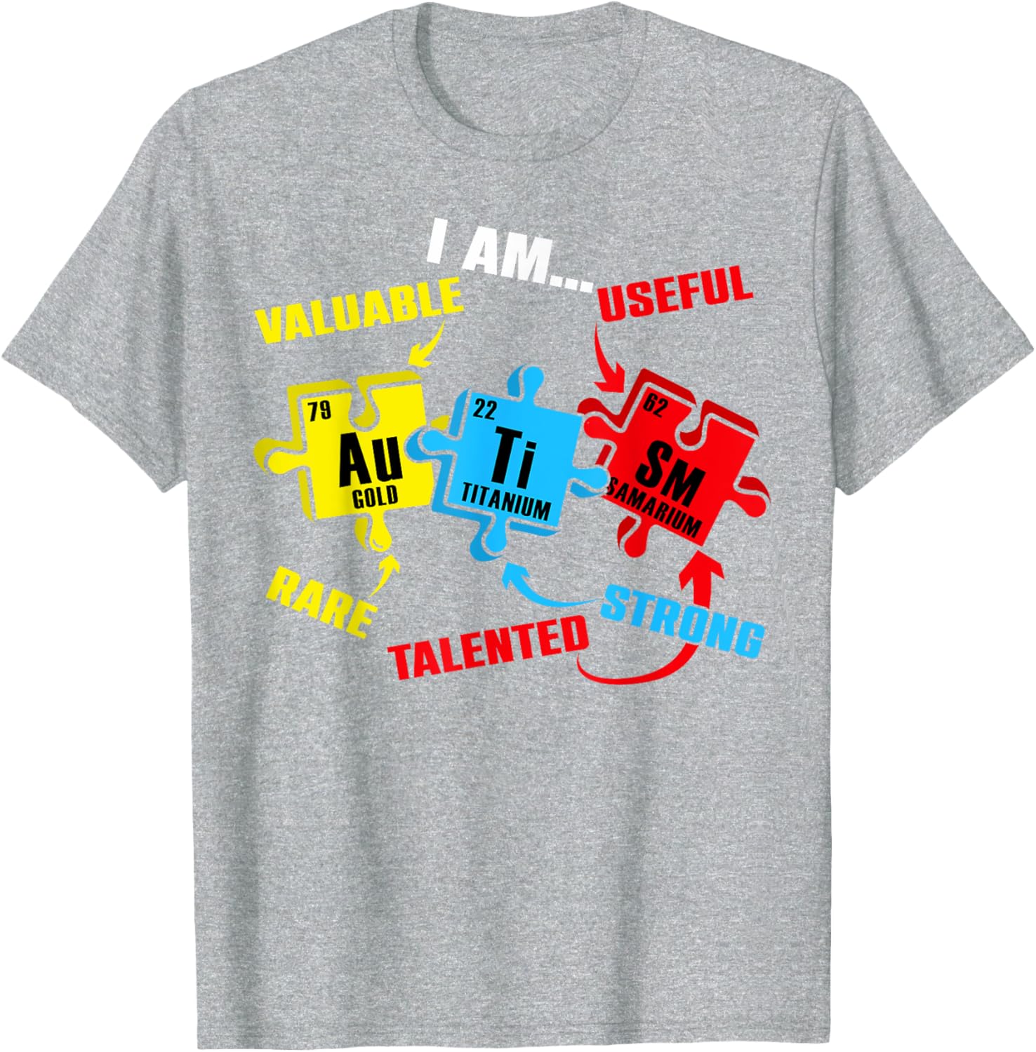 Chemistry Elements Periodic Table Puzzle T-Shirt for Autism Awareness - 8