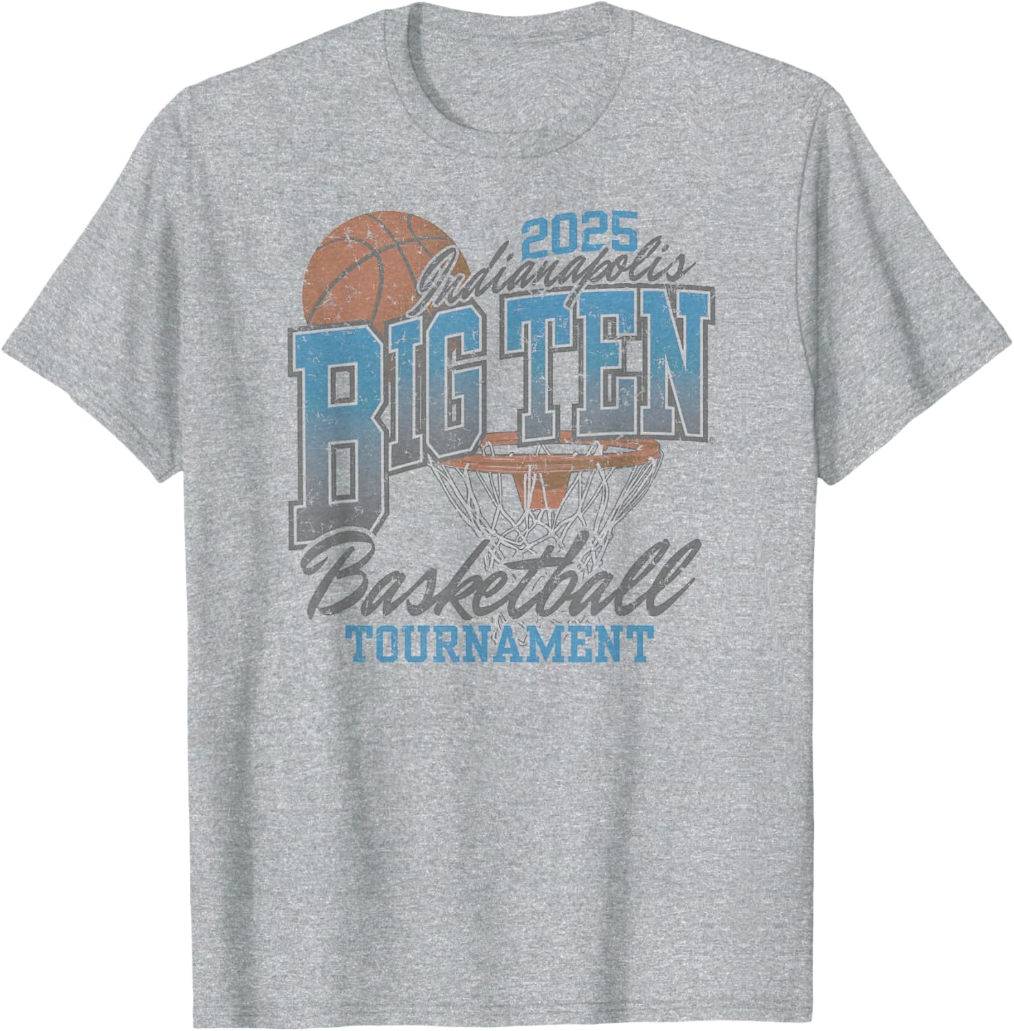 Big Ten Men's Basketball Tournament 2025 Vintage Gray T-Shirt for Fans - 1