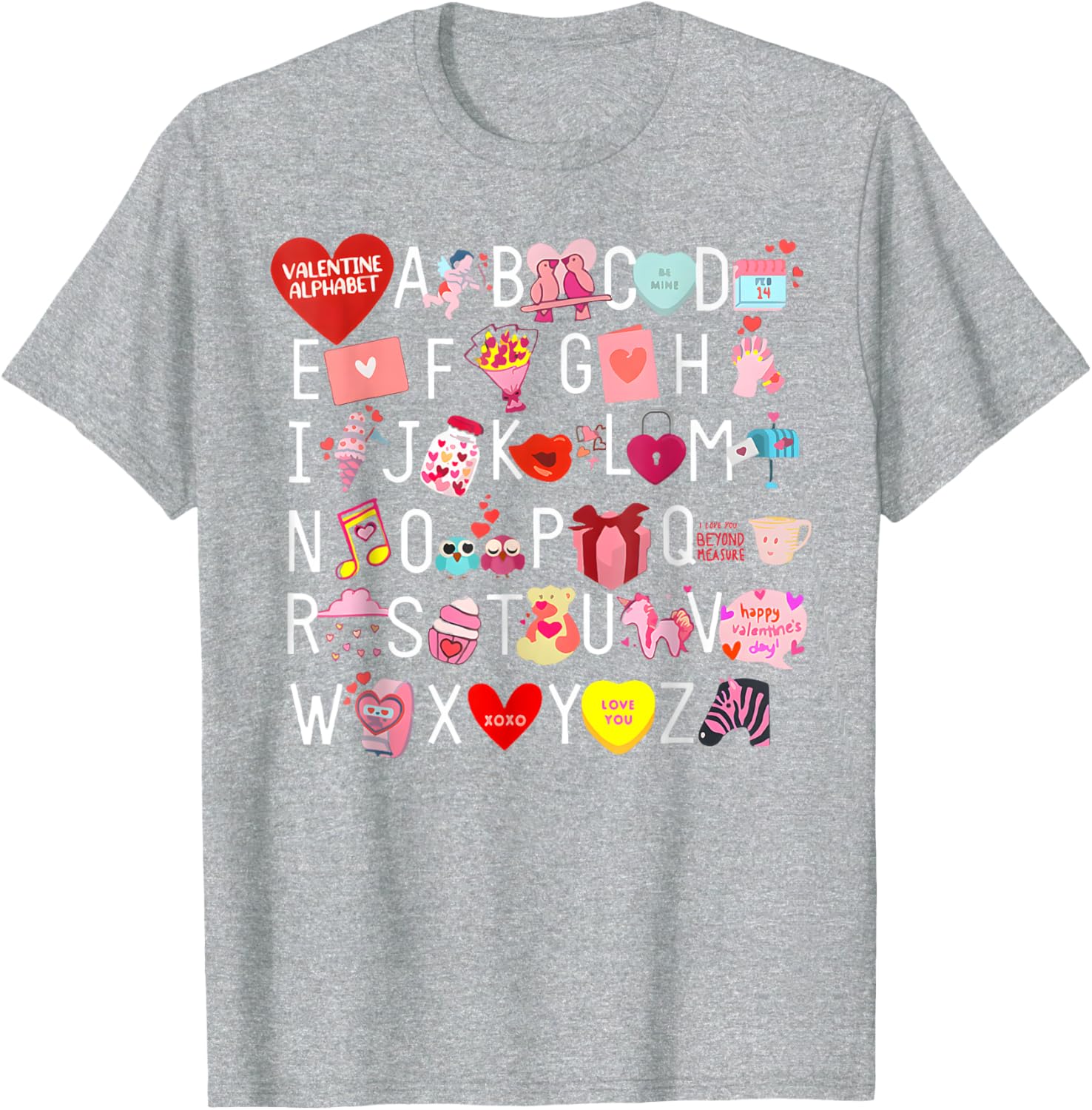 Funny ABC Teacher Appreciation Valentine's Day T-Shirt for Educators - 19